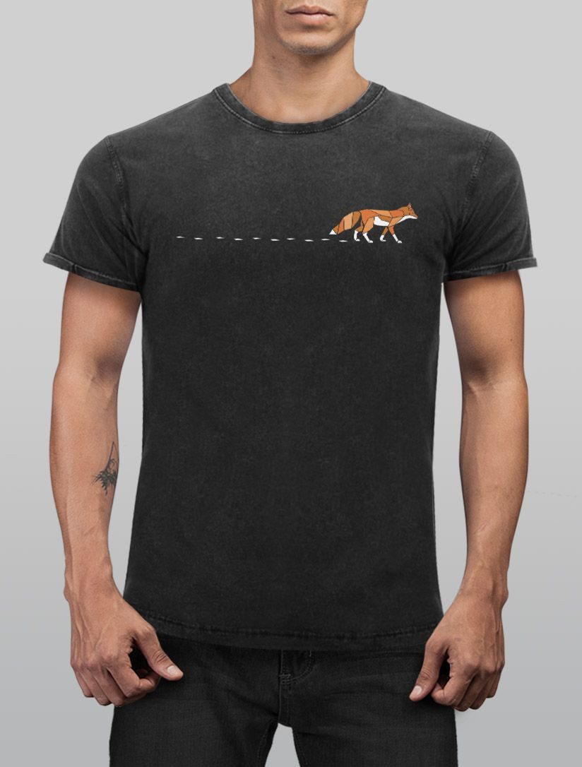 Neverless Print-Shirt Herren T-Shirt Vintage Fuchs günstig online kaufen