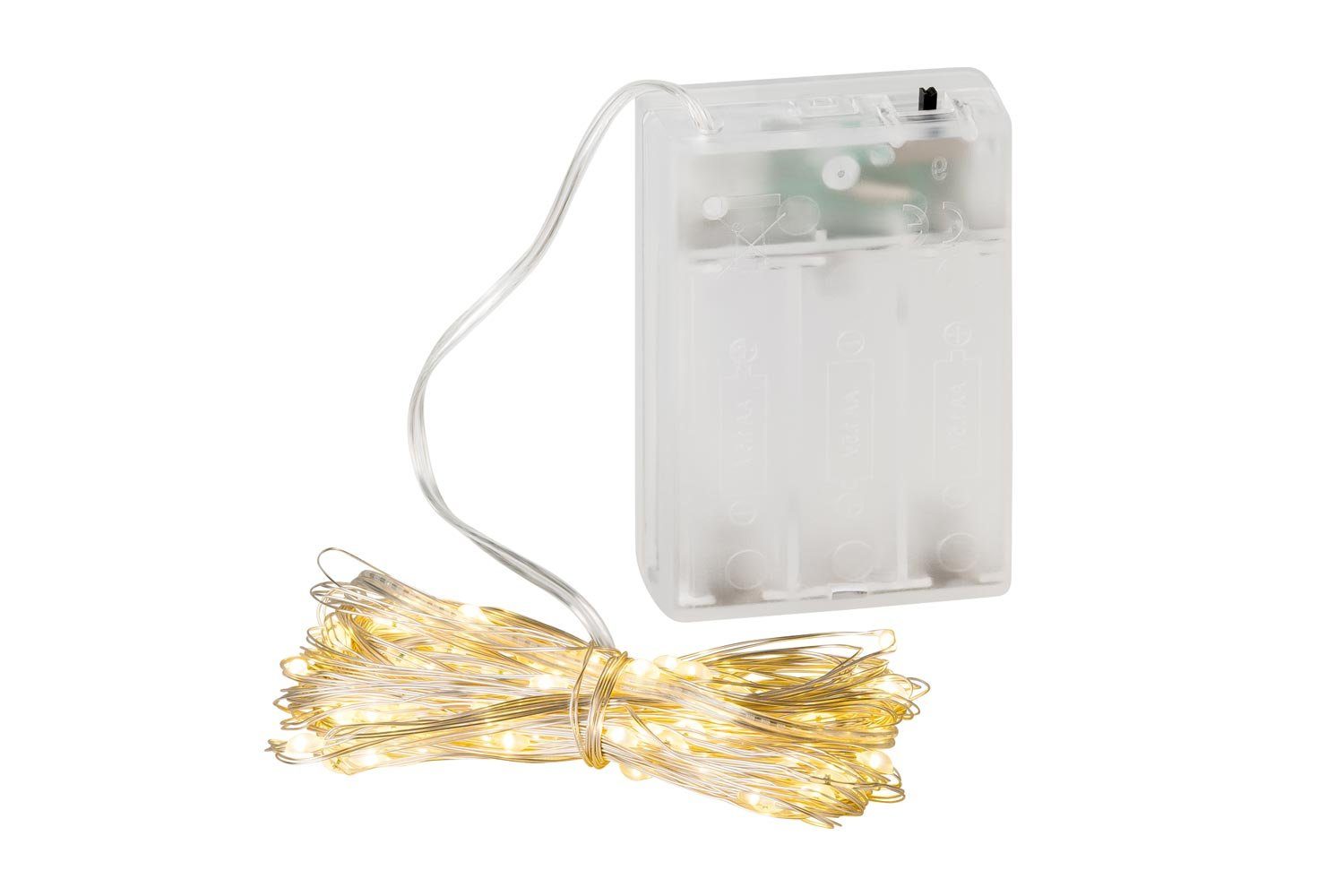 NOOR LIVING LED-Lichterkette ECO LED, Draht silber Batterie 11,9m 120 LED Timer Innen