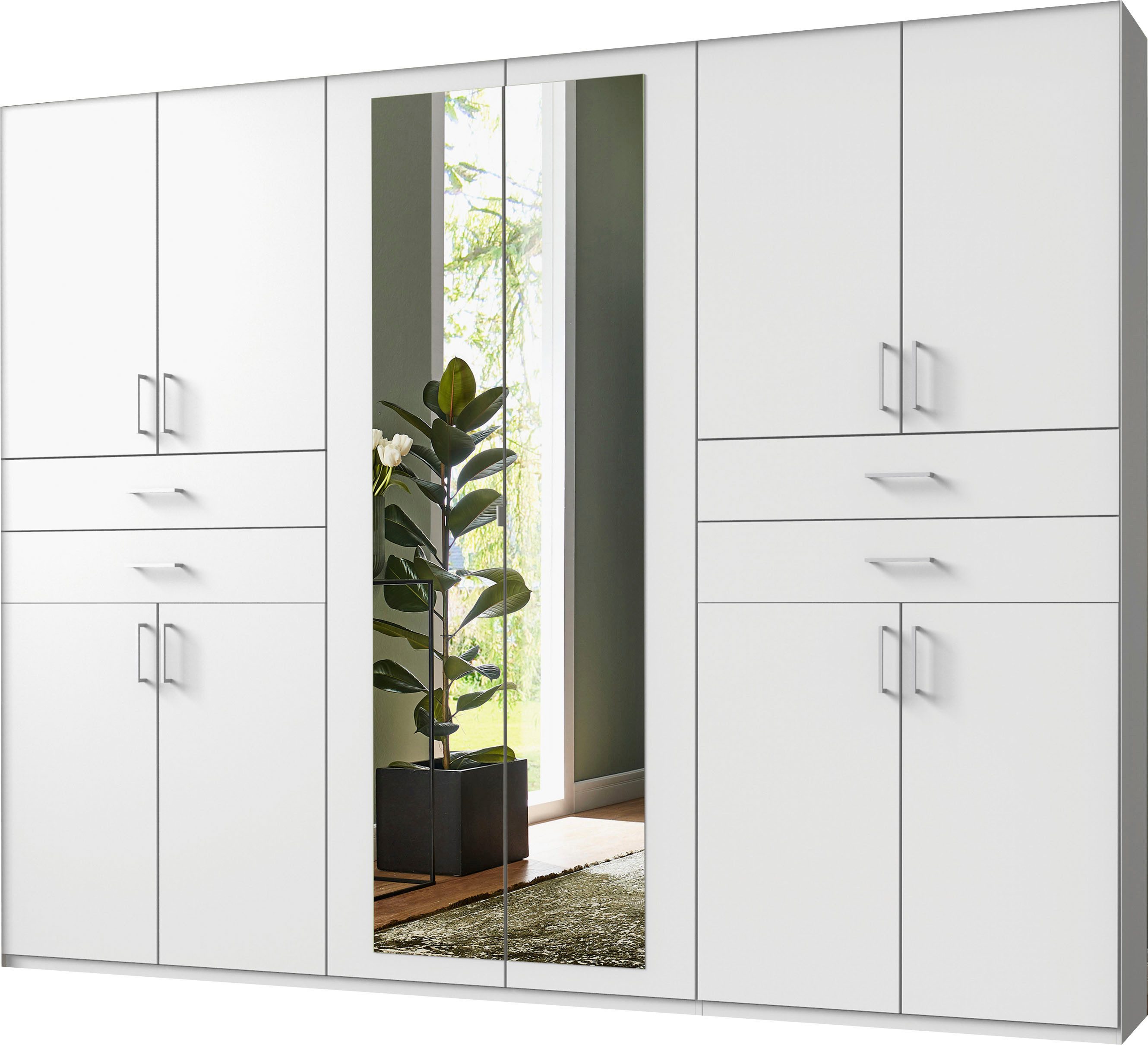 Wimex Kleiderschrank Taiga Kleiderschrank mit Spiegel mit Schubladen auf bequemer Höhe, Garderobe Schlafzimmerschrank