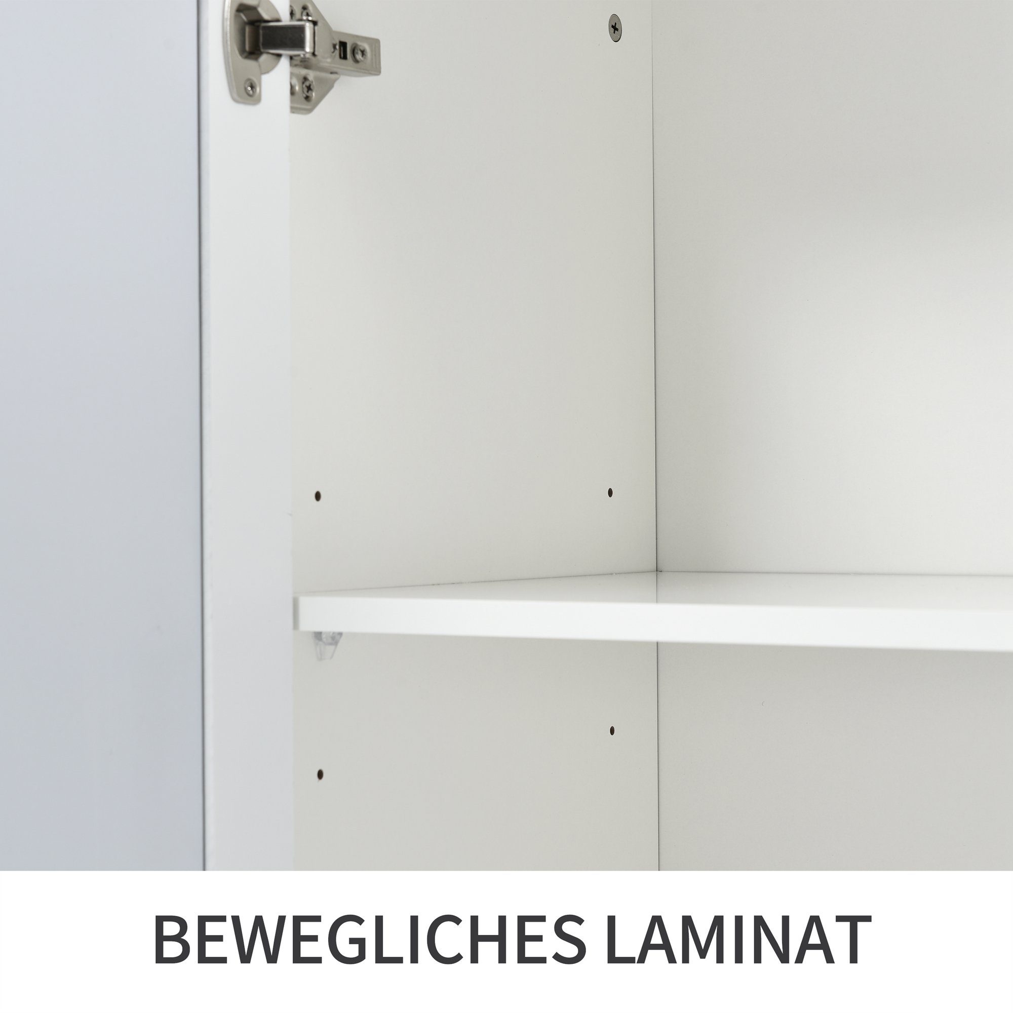 mit 40 Weiß Laminat), Türen, 84(cm) Sideboard x kühlen 160CM x Gesamtabmessungen:160 (Vier Anrichte Kristallgriffen BlingBin verspiegelte mit beweglichem Breite