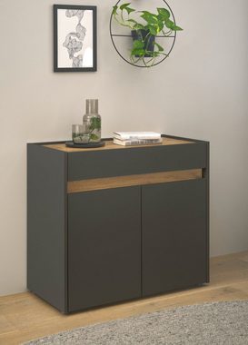 Furn.Design Kombikommode Center (Kommode in grau mit Wotan Eiche, 80 x 70 cm), Schreibtischhöhe