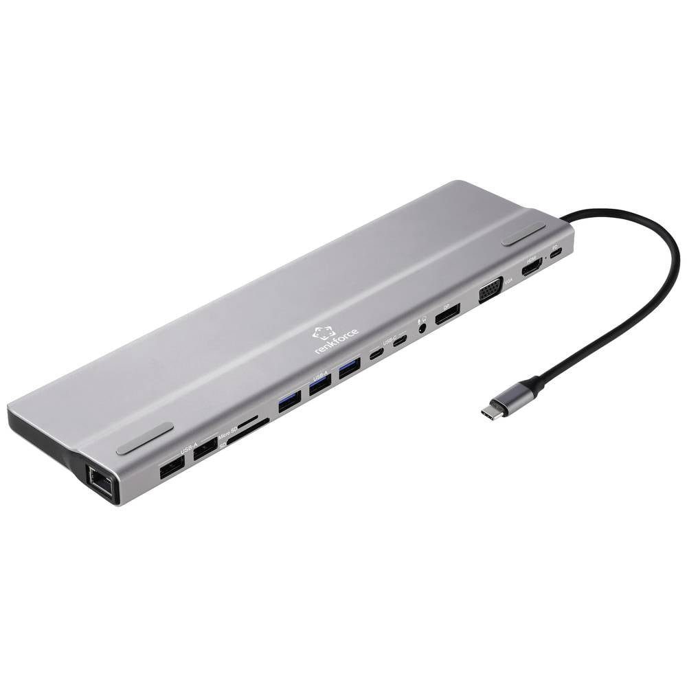 Renkforce Laptop-Dockingstation 15-in-1 USB-C® USB-C® Dockingstation RF-5592404, integrierter Kartenleser, USB-C® Power Delivery