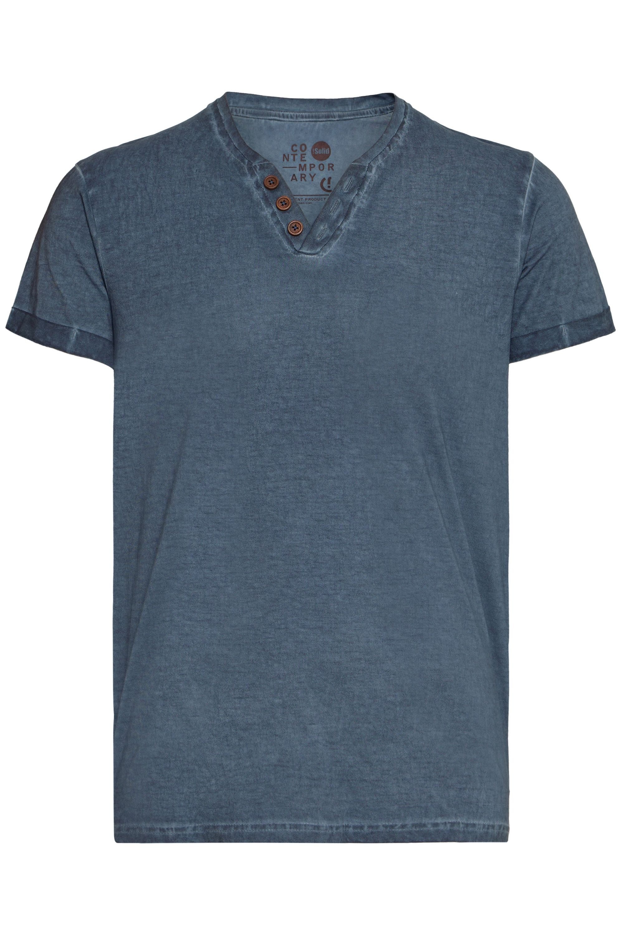 !Solid Rundhalsshirt SDTino Kurzarmshirt mit Knopfleiste günstig online kaufen