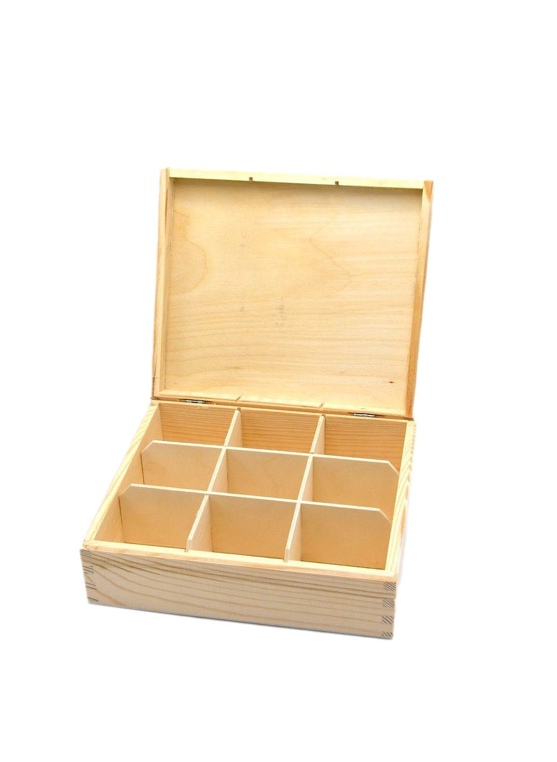 MyBer® Teebox Teekiste 9 Fächer Küchenbox Vorratsbox Aufbewahrungsbox Teebehälter, Holz, (1-tlg), Holzkiste, Fächer sind herausnehmbar 24 x 21x 8cm PM-PH309
