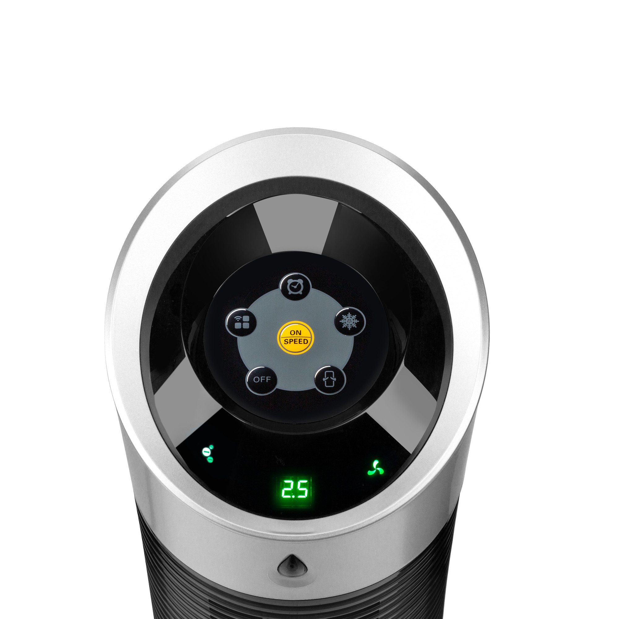 Klarstein Skyscraper Ice Smart 6 L 210 m³/h Air Cooler, Black, with Water Cooling & Ice, Portable Air Conditioner without Exhaust Hose