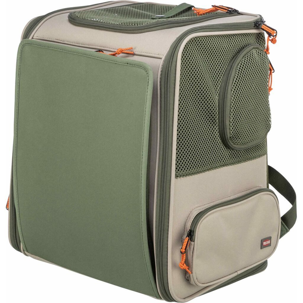 TRIXIE Tiertransporttasche Hunderucksack Rocco mit ausklappbarer Liegefläche - beige/olivgrün - 4