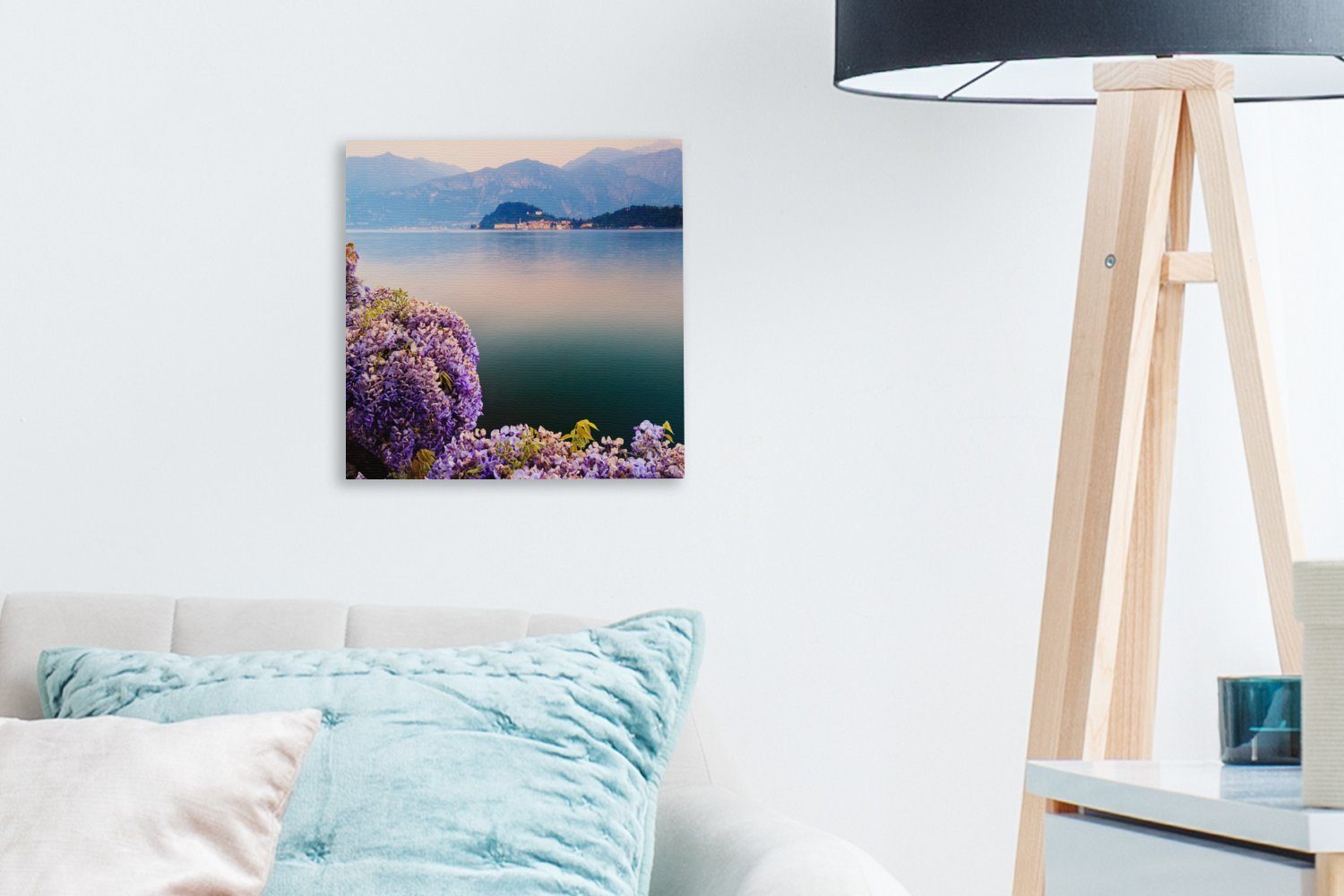 OneMillionCanvasses® Leinwandbild Schlafzimmer Glyzinie Sonnenuntergang, Leinwand für (1 St), bei Wohnzimmer Bilder