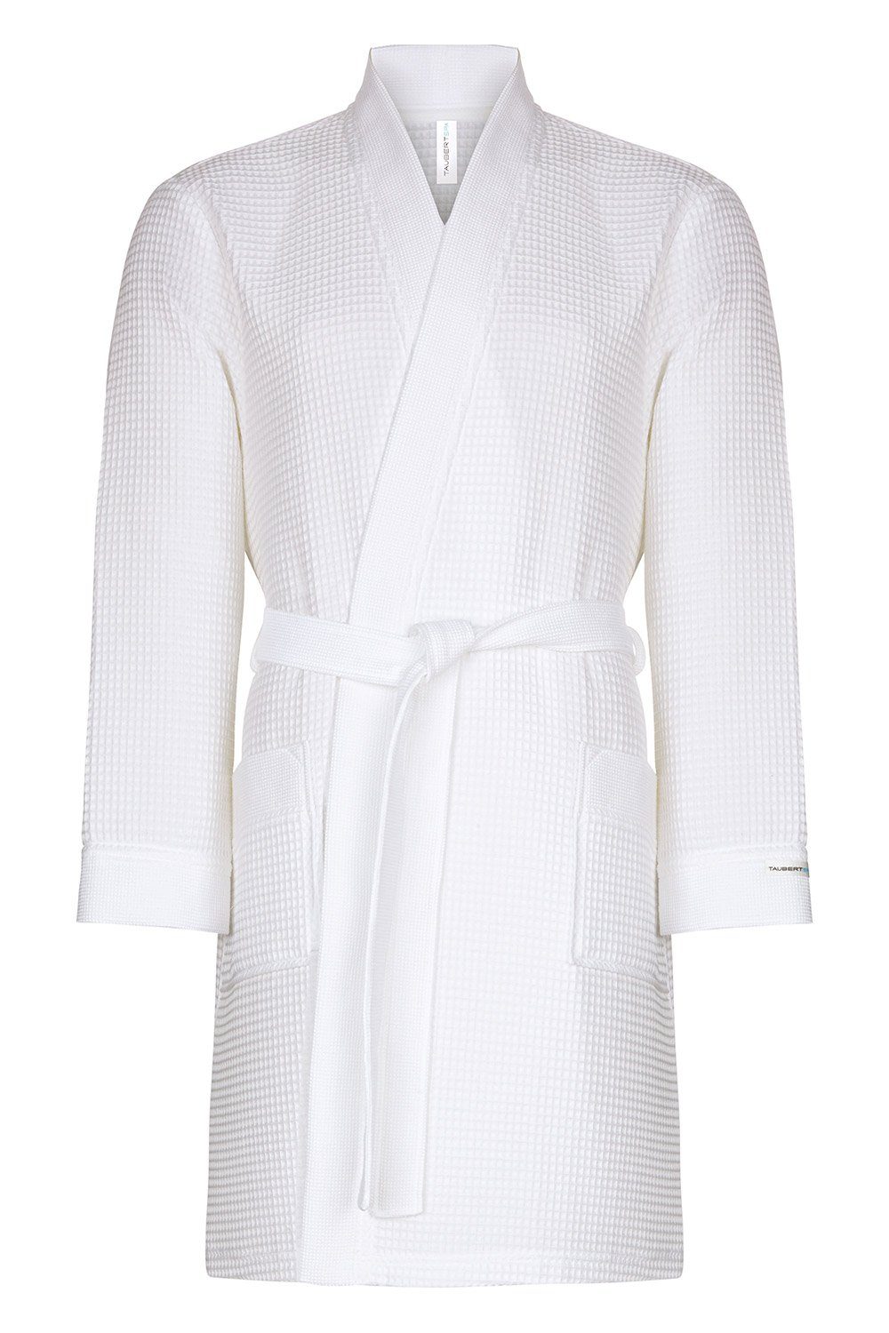 Taubert Bademantel Spa Thalasso, Baumwolle, zwei Taschen, Bindegürtel, mit Bindegürtel, Short Kimono für Herren, kurzer Wellnessmantel, 100 cm, Pique