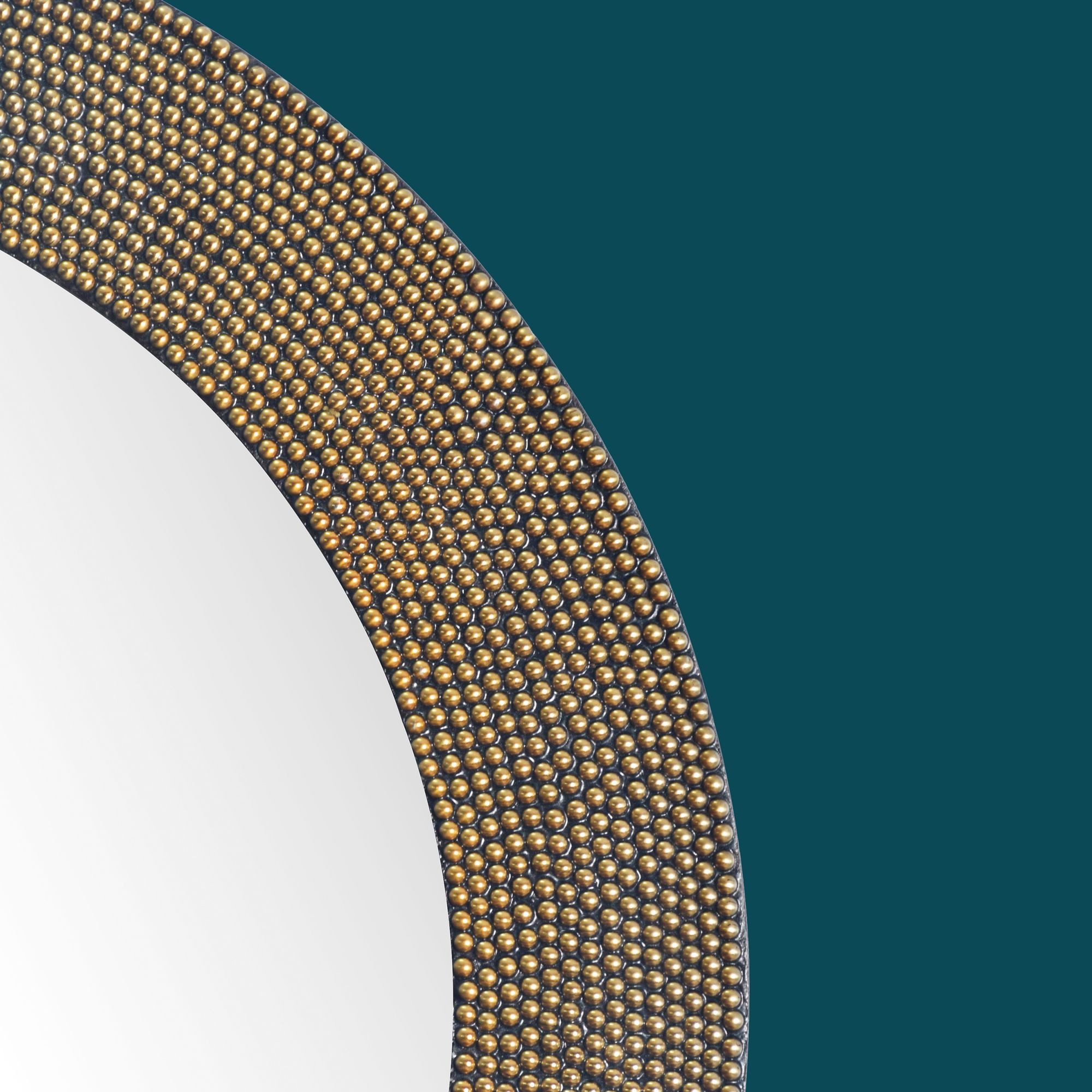 KADIMA DESIGN Spiegel Wandspiegel 60 cm Metall Design Hängespiegel Gold, Aluminium (Garderobenspiegel Modern), Dekospiegel Rund mit Perlen-Rahmen, Spiegel Wand Groß, Flurspiegel