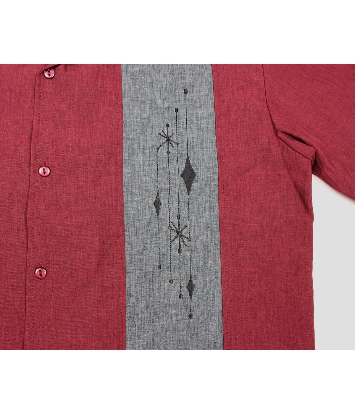 Steady Clothing Kurzarmhemd Mid Century Marvel Burgunder Retro Vintage Bowling Shirt