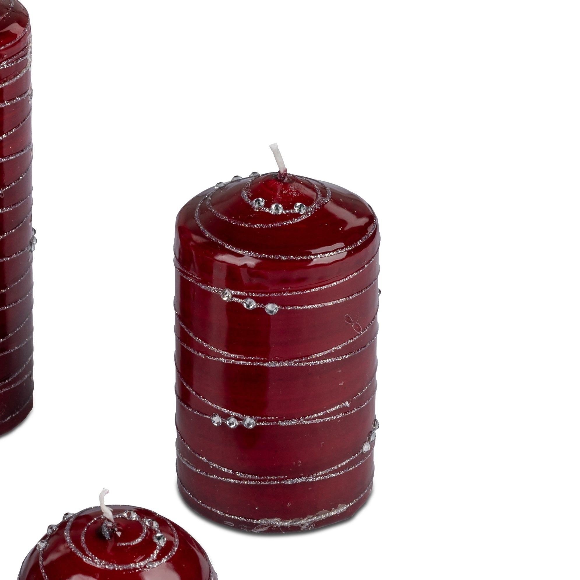 formano Stumpenkerze Spirale, Farbe: Rot, Motiv: Spirale