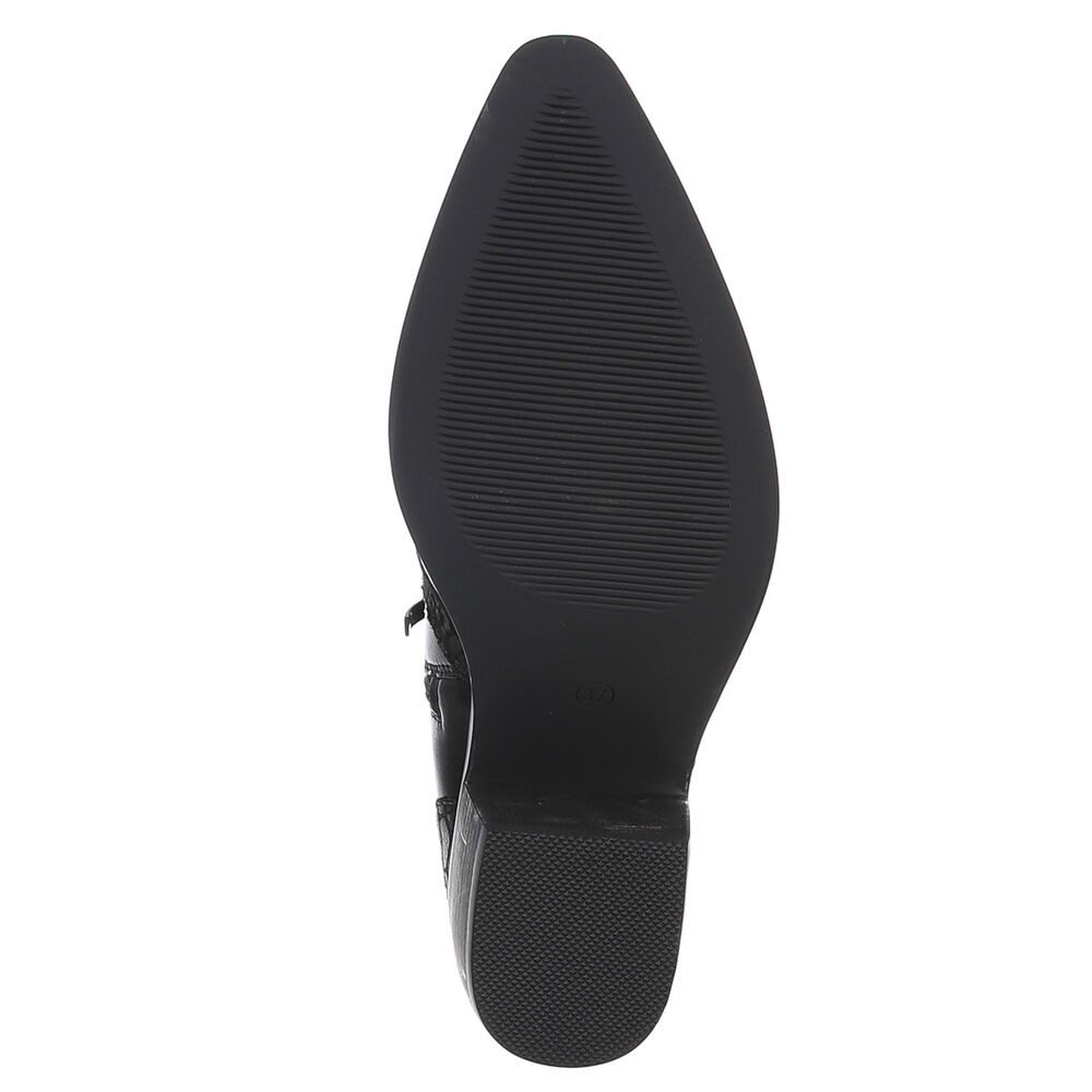 Ital-Design Elegante Stiefeletten mit reptilähnlichem Detail für Damen Westernstiefelette (90152916) Blockabsatz Stiefeletten in Schwarz