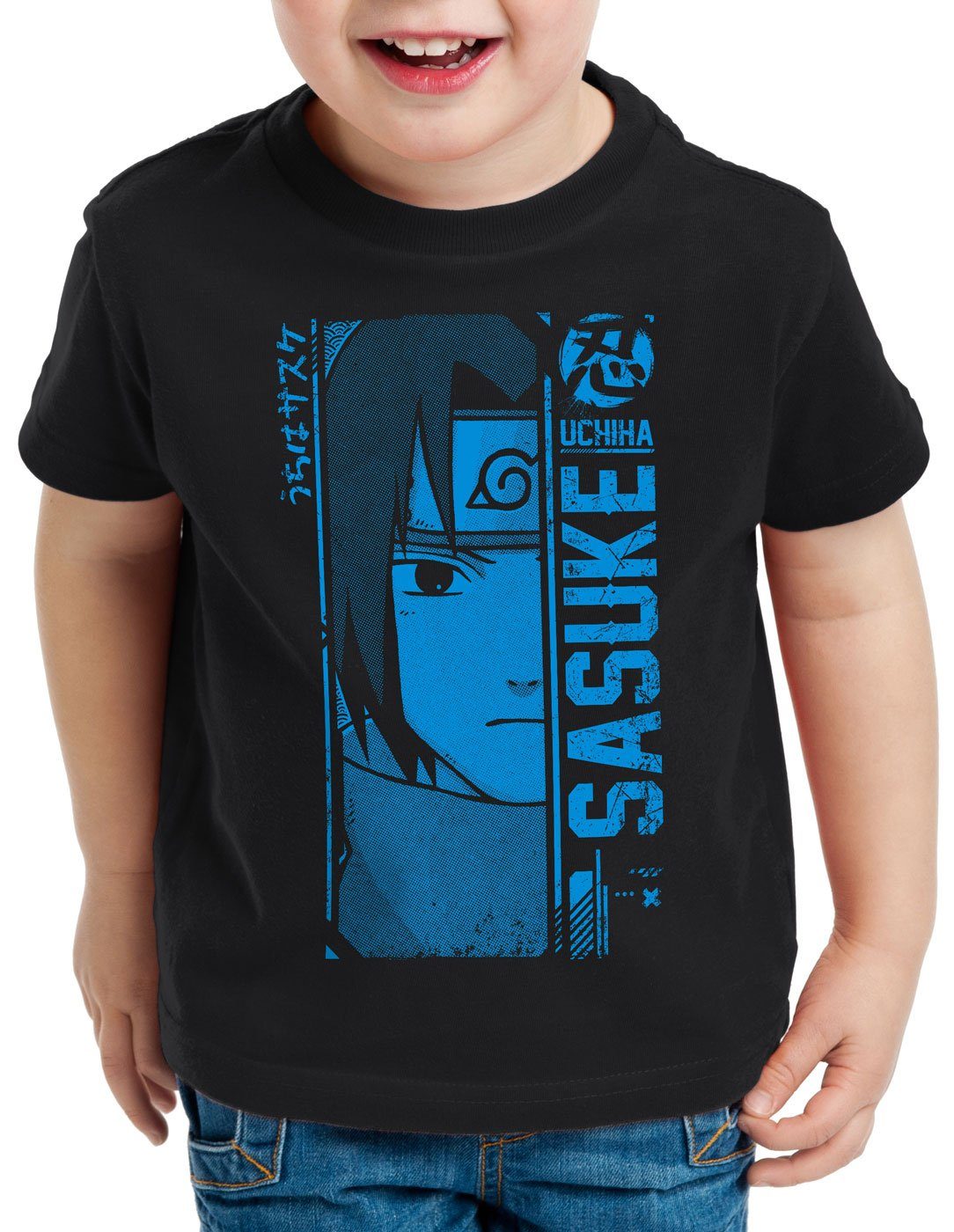 style3 Print-Shirt Kinder T-Shirt Sasuke Uchiha ninja anime manga cosplay kakshi hatake