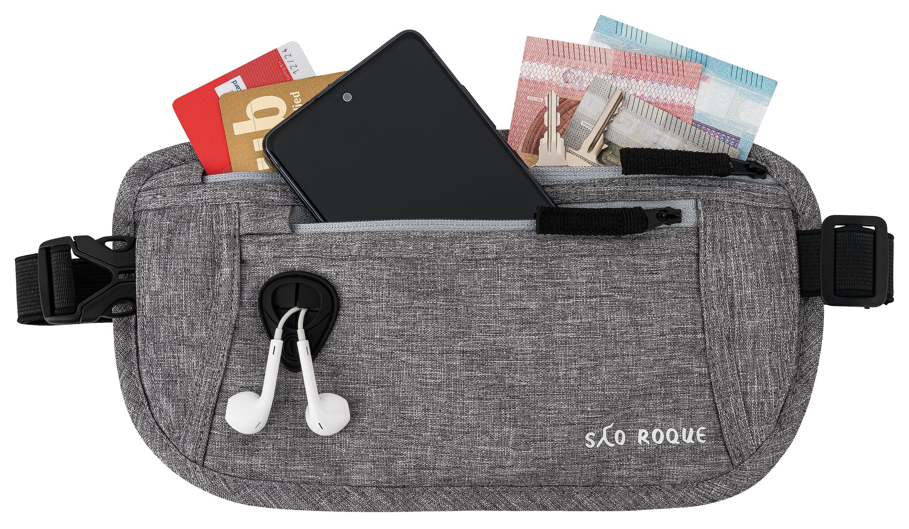 SAO ROQUE Bauchtasche Damen Herren Bauchtasche, RFID Blocker Gürteltasche, flach, Vegan, ultraflach, schweiß- und wasserfest, ultraleicht