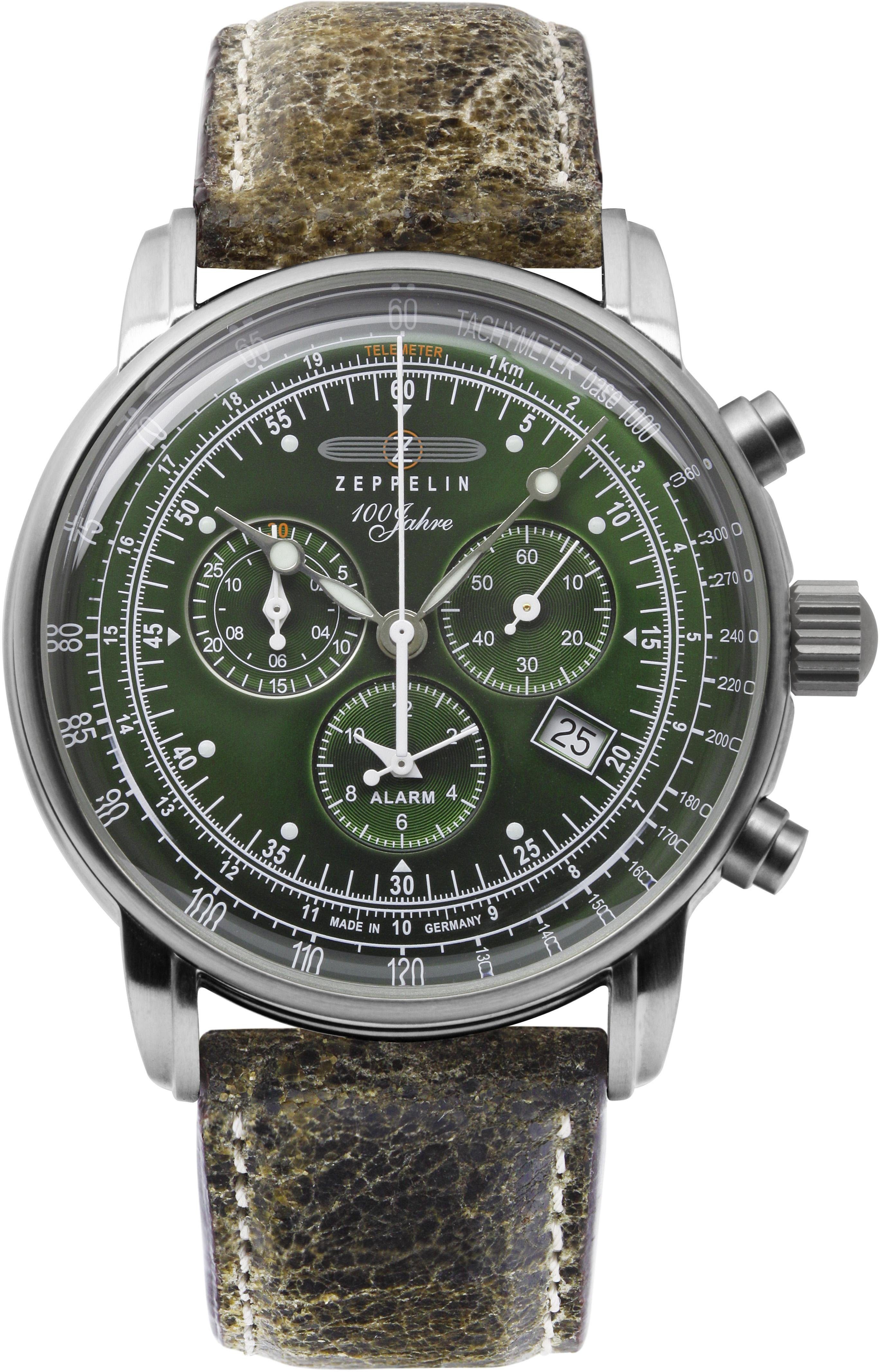 ZEPPELIN Chronograph 100 Jahre Zeppelin, 8680-4, Armbanduhr, Quarzuhr, Herrenuhr, Datum, Stoppfunktion, Made in Germany