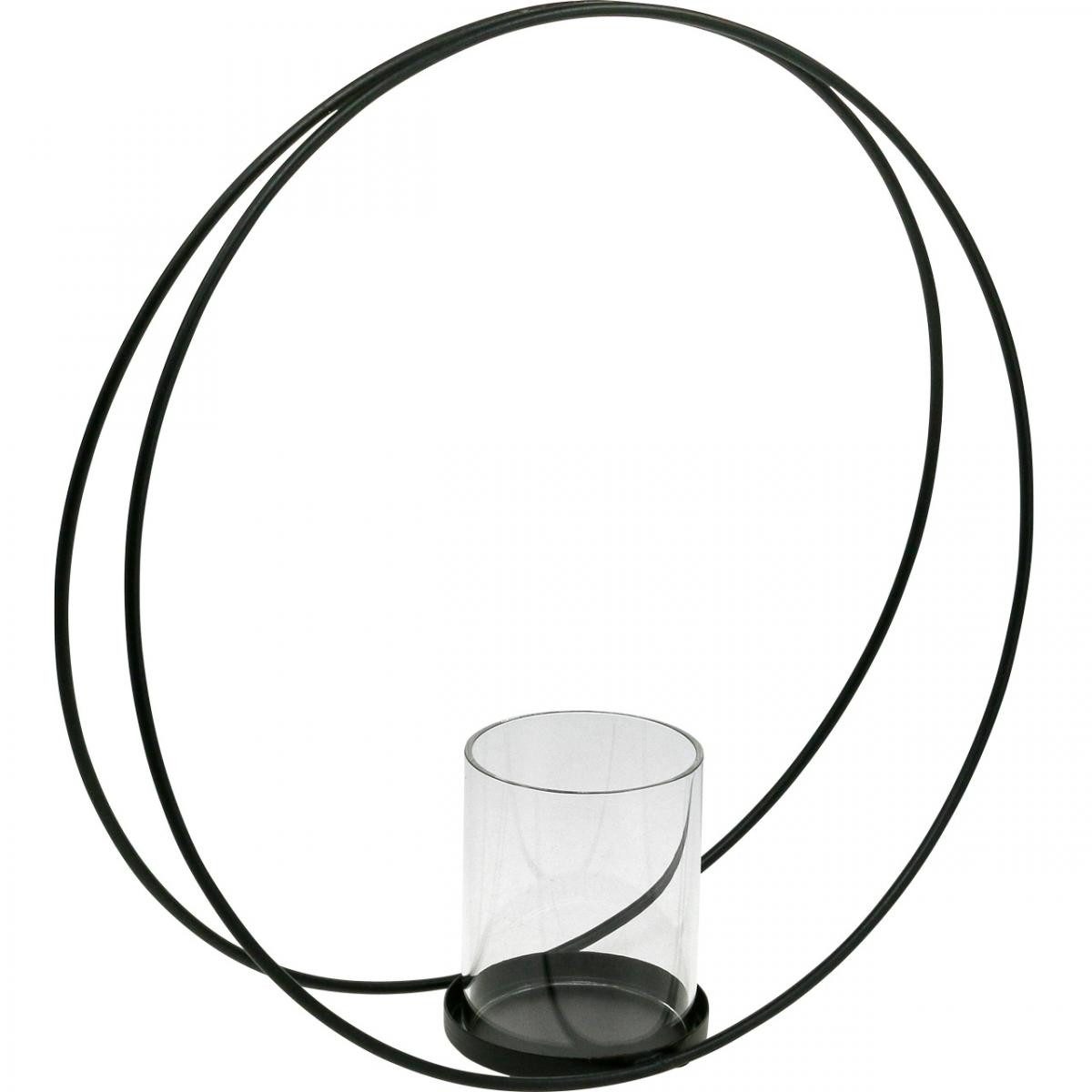 Florists Products Gartenfigur Windlicht Kerzenhalter Schwarz Metall Ø35cm Tischdeko Scandi