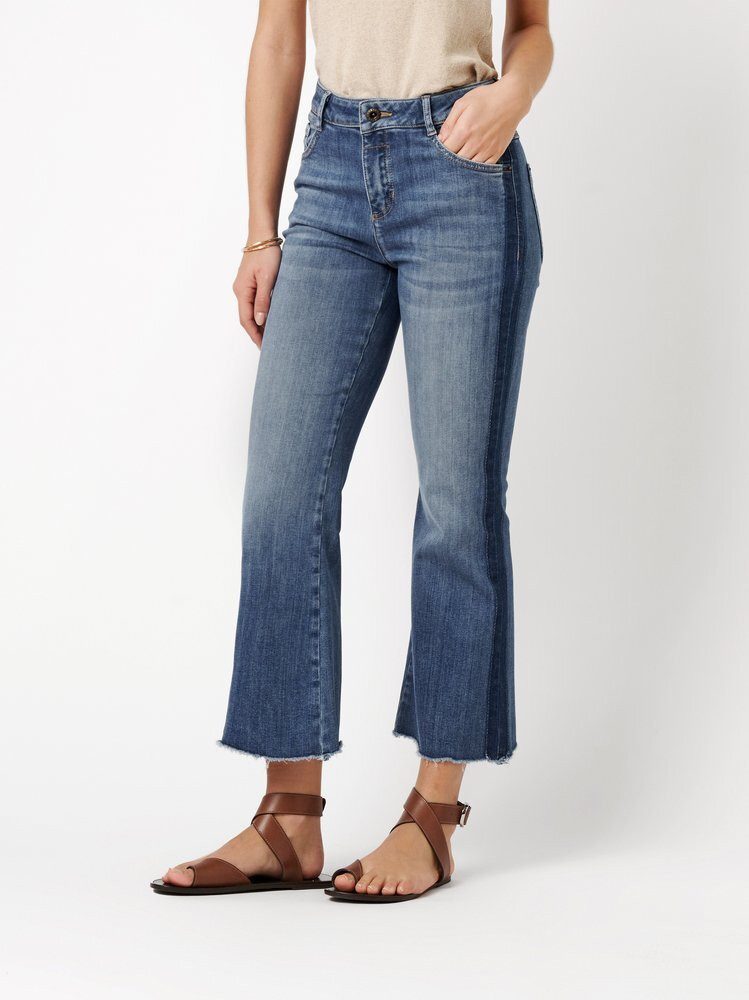 ROSNER Schlagjeans Antonia Bootcut (1-tlg) mit Side Stripes und ausgefranten Säumen