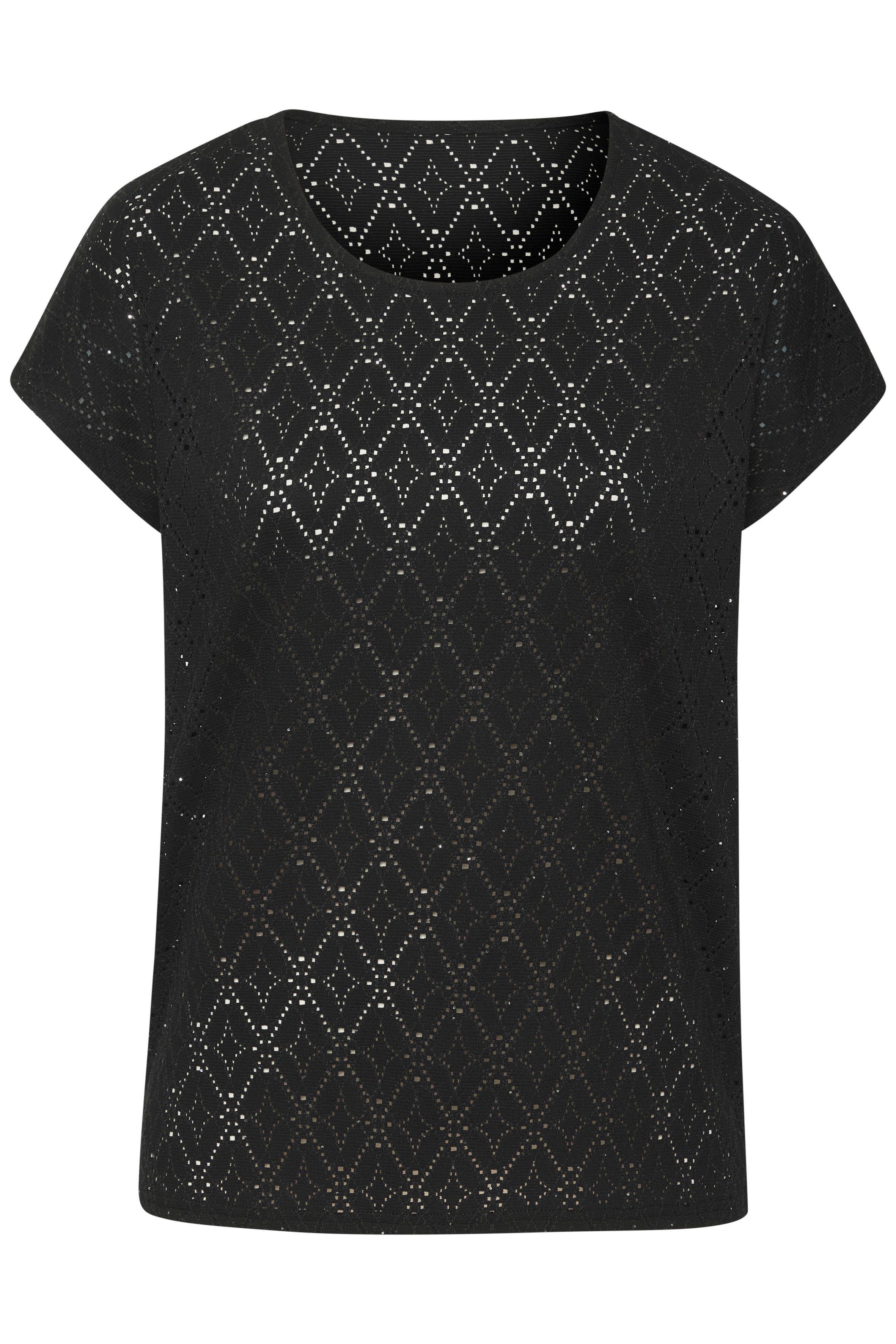LASCANA Rundhalsshirt mit funkelnden Pailetten aus hochwertiger Ajour-Quali günstig online kaufen