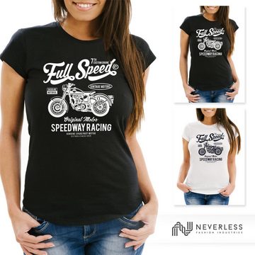 Neverless Print-Shirt Damen T-Shirt Motorrad Bike Full Speed Slim Fit Neverless® mit Print