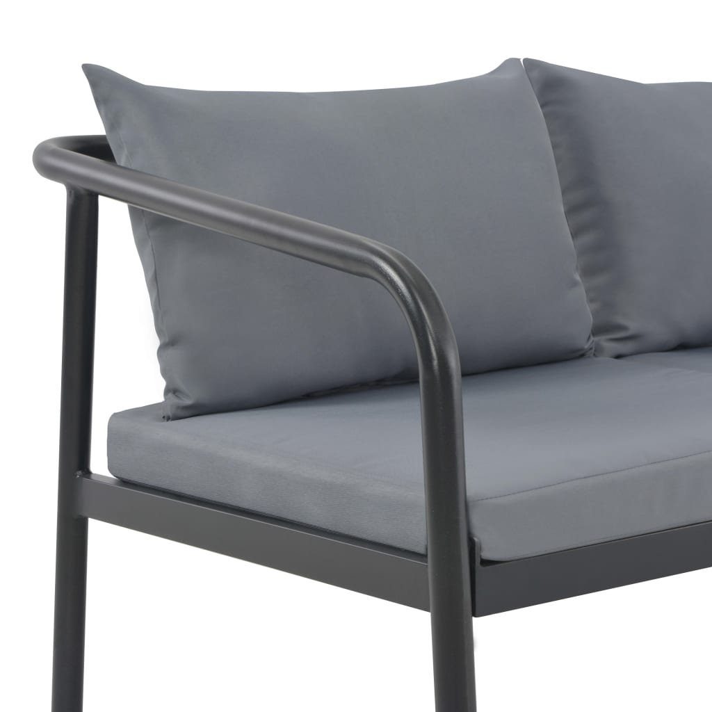 vidaXL Aluminium 2-Sitzer-Gartenbank Grau Auflagen mit Loungesofa