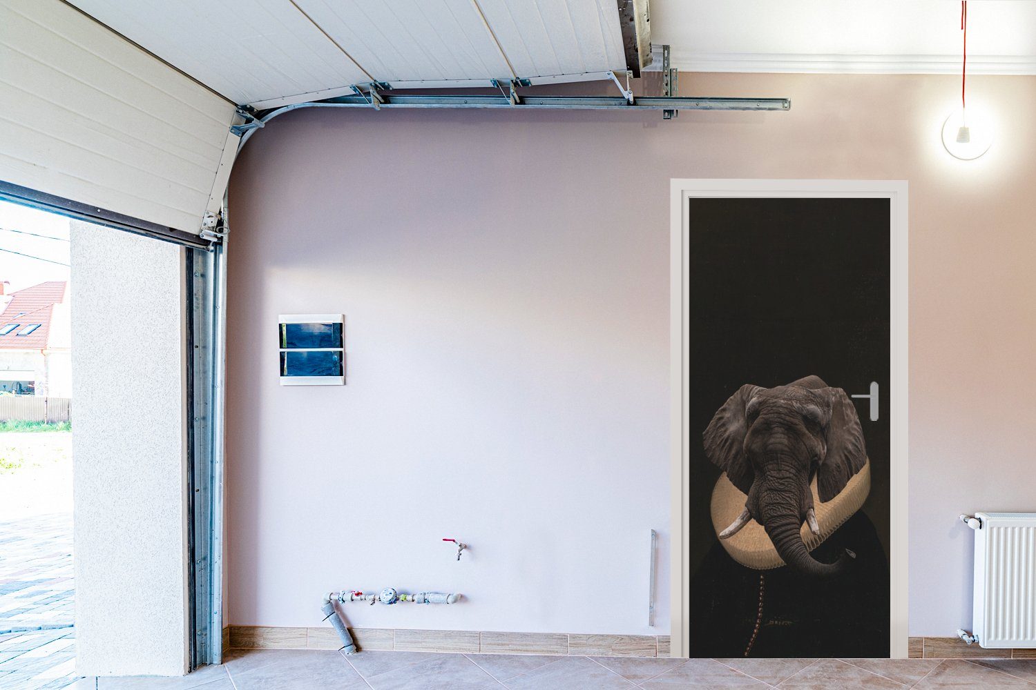 - - (1 Tür, Kunst cm MuchoWow Matt, Türtapete 75x205 St), Fototapete Tiere, Elefant für bedruckt, Türaufkleber,