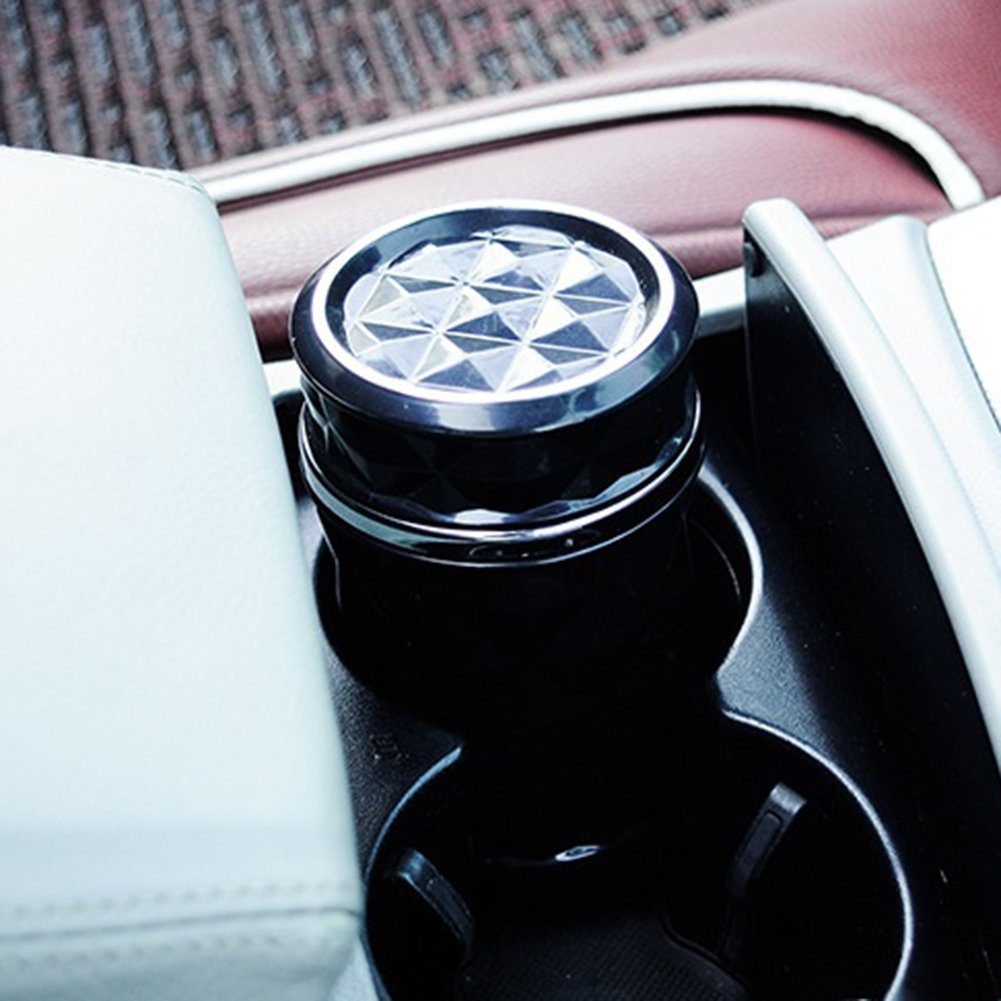 Schwarz Aschenbecher Plastik deckel Muster LED Rutaqian Auto mit Aschenbecher Aschenbecher, Raute Portable