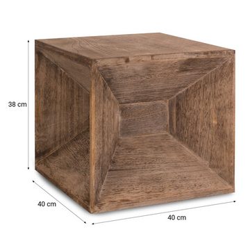 Homestyle4u Beistelltisch Hocker Holz Würfel Nachttisch braun Cube Couchtisch (kein Set)