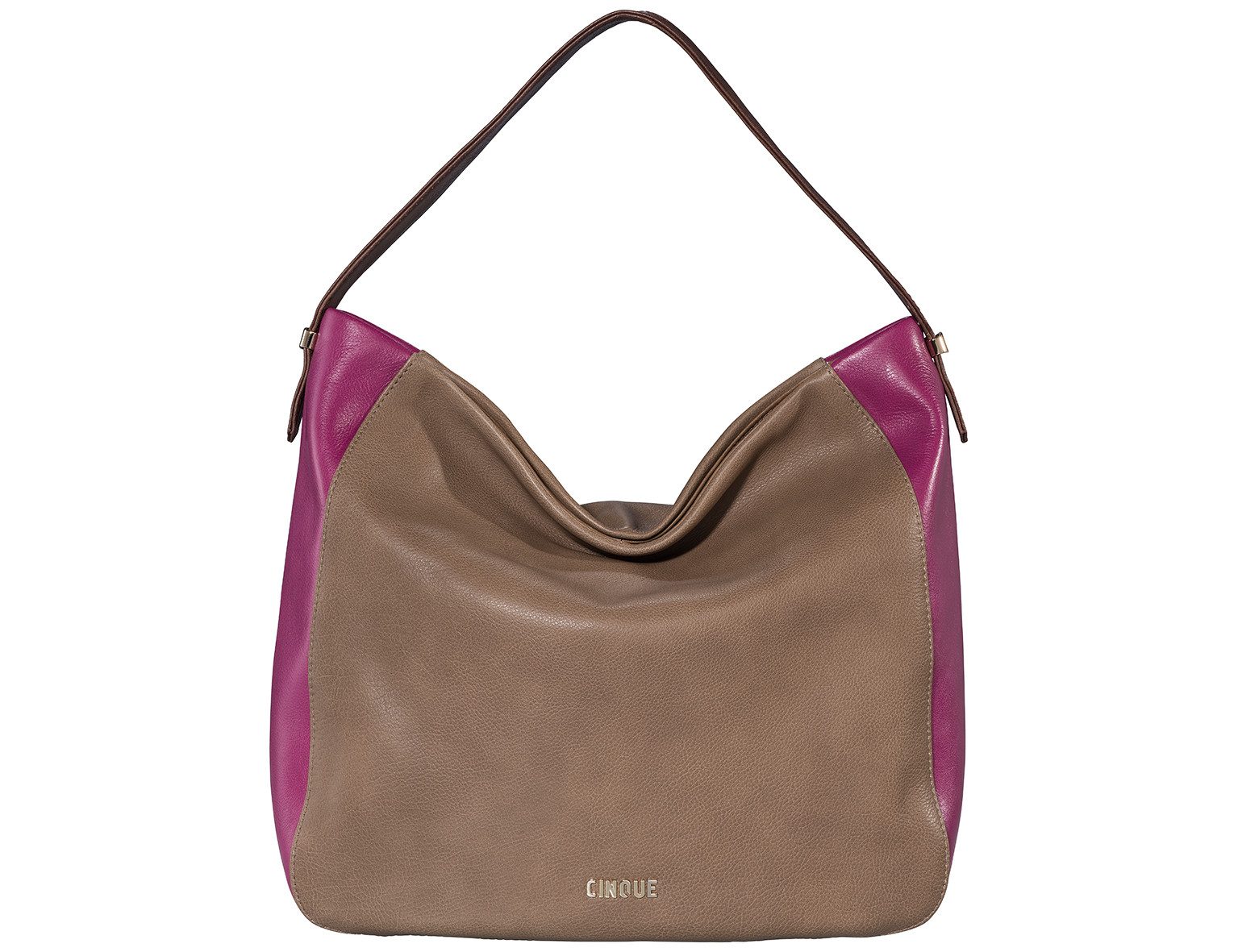 Cinque Handtasche Leder Baumwolle Fabiola Taube - 11716-7985, aus echt Leder, Taupe