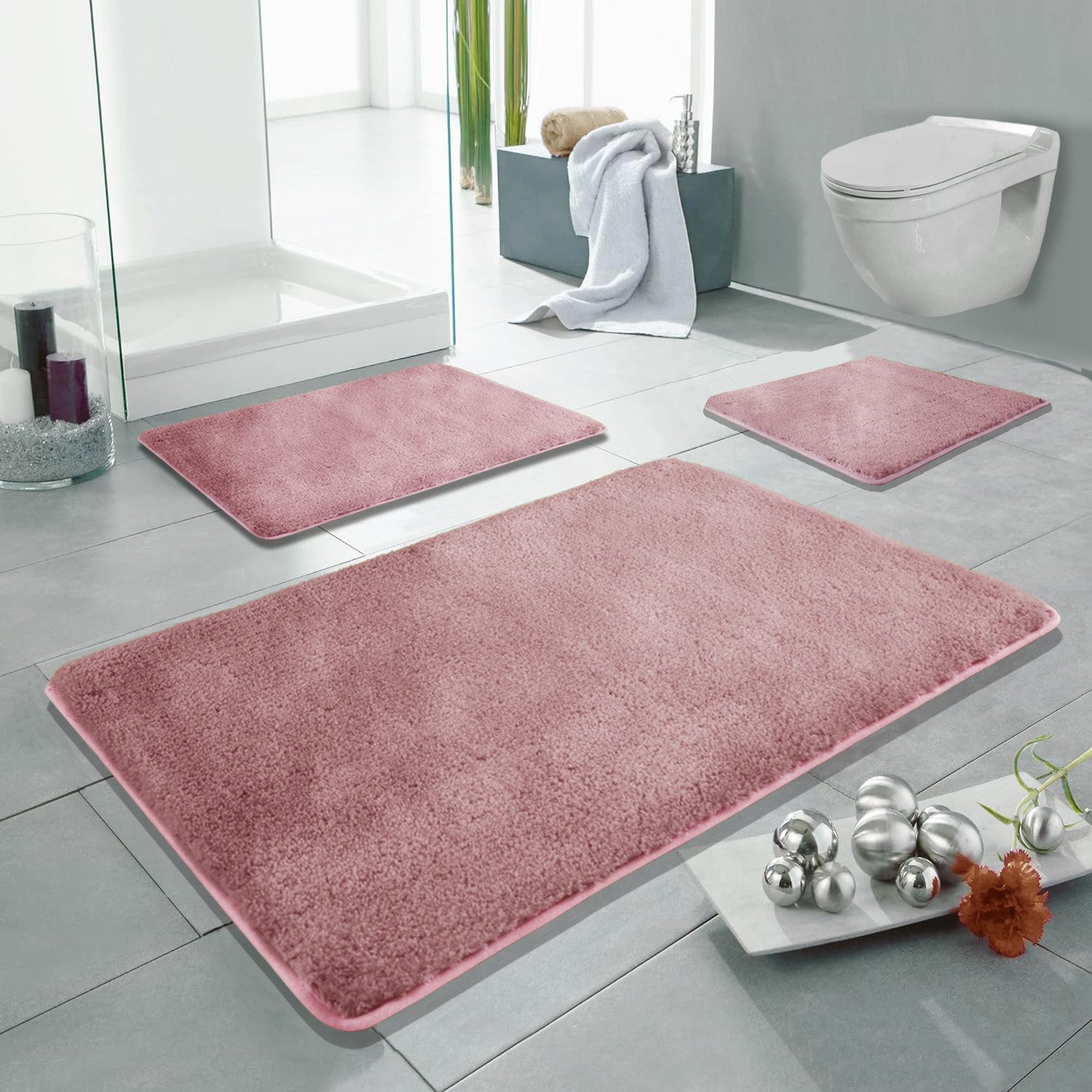 LindenBerg Badematte Badvorleger mit Mikrofaser - Badezimmer Teppich, Höhe 5 mm, rutschhemmend beschichtet, Waschbar, Pflegeleicht, Polyester, Rechteckig, 50 x 55 cm, 50 x 55 cm, 50 x 80 cm, 60 x 100 cm, 70 x 120 cm