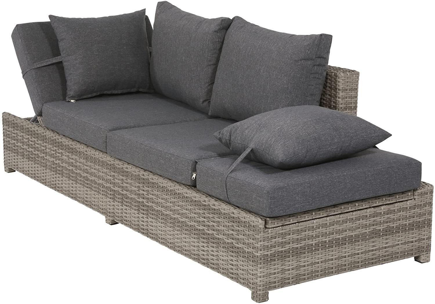 Lesli Living Gartenbank Loungebank Gartenliege Gartenbank 2in1 grau Alu