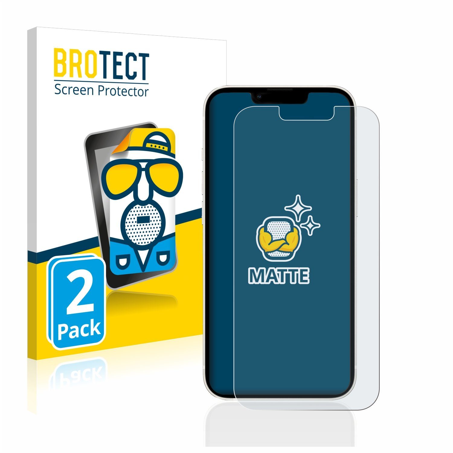 BROTECT Displayschutzfolie Schutzfolie für Apple iPhone 13, 2 Stück, Displayschutz Schutz Folie Matt Entspiegelungsfolie