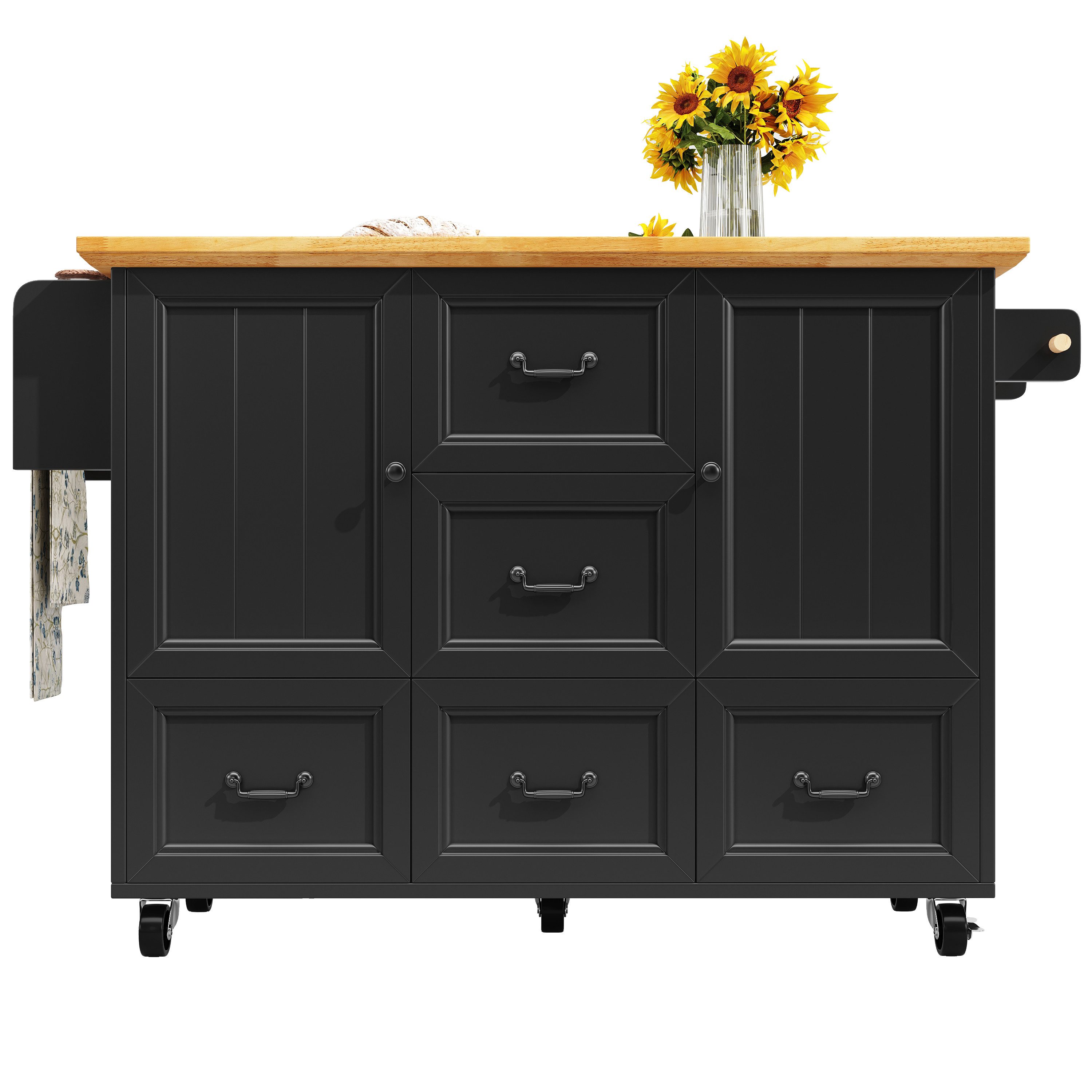 KLAM HOME Kücheninsel Kücheninsel mit ausziehbarer Arbeitsplatte und Rollen günstig online kaufen