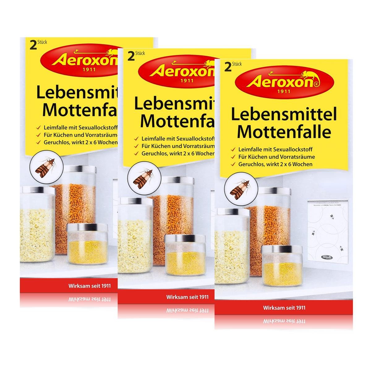 Aeroxon Insektenfalle Aeroxon Lebensmittel Mottenfalle 2 Stück - Für Küchen & Vorratsräume (