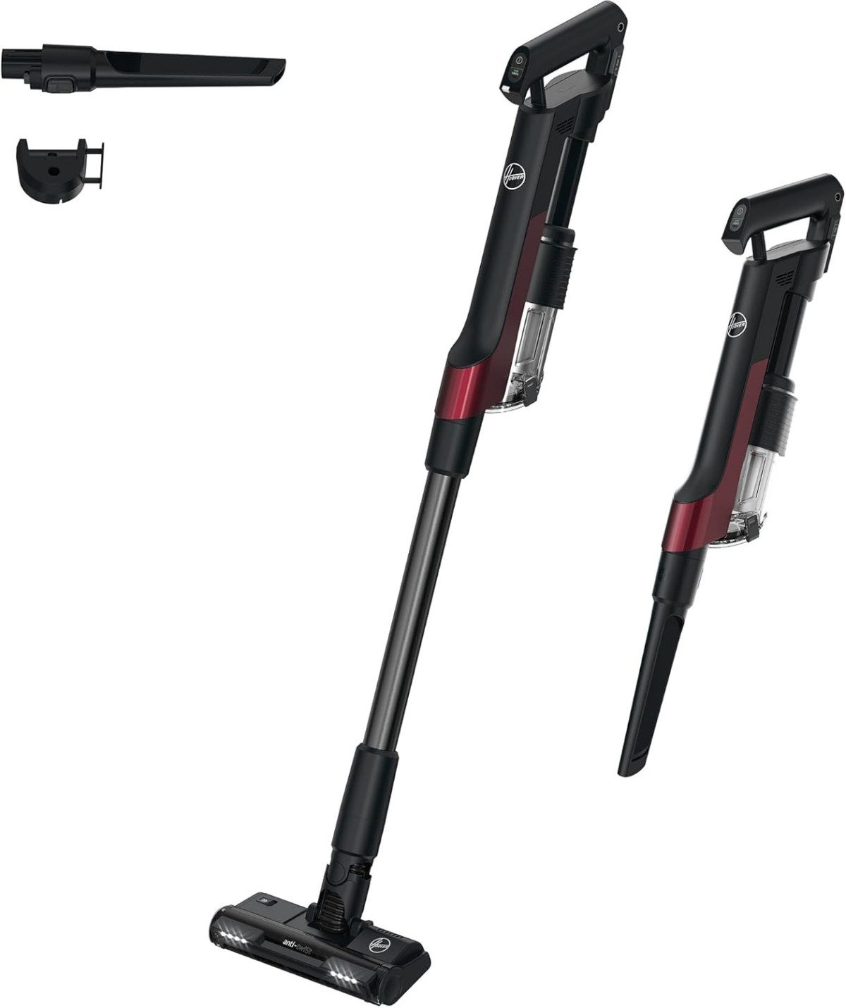 Hoover Akku-Stielstaubsauger Akku Handstaubsauger, LED & Hartbodendüse, 165.00 W, beutellos, Anti-Twist, verhindert das sich Haare in der Bürste verheddern