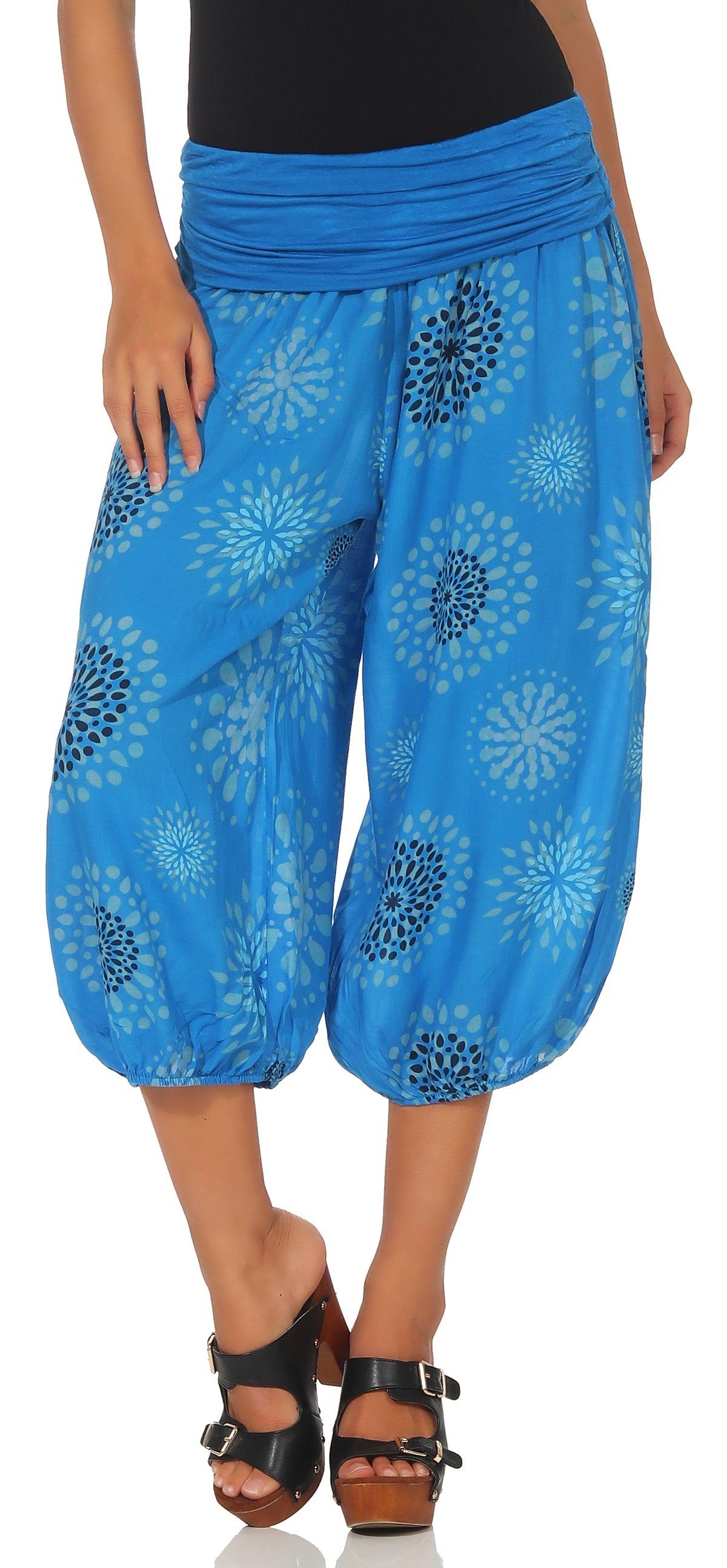 malito more kurze fashion in Pluderhose modischen Farben 7182 Einheitsgröße Caprihose than blau