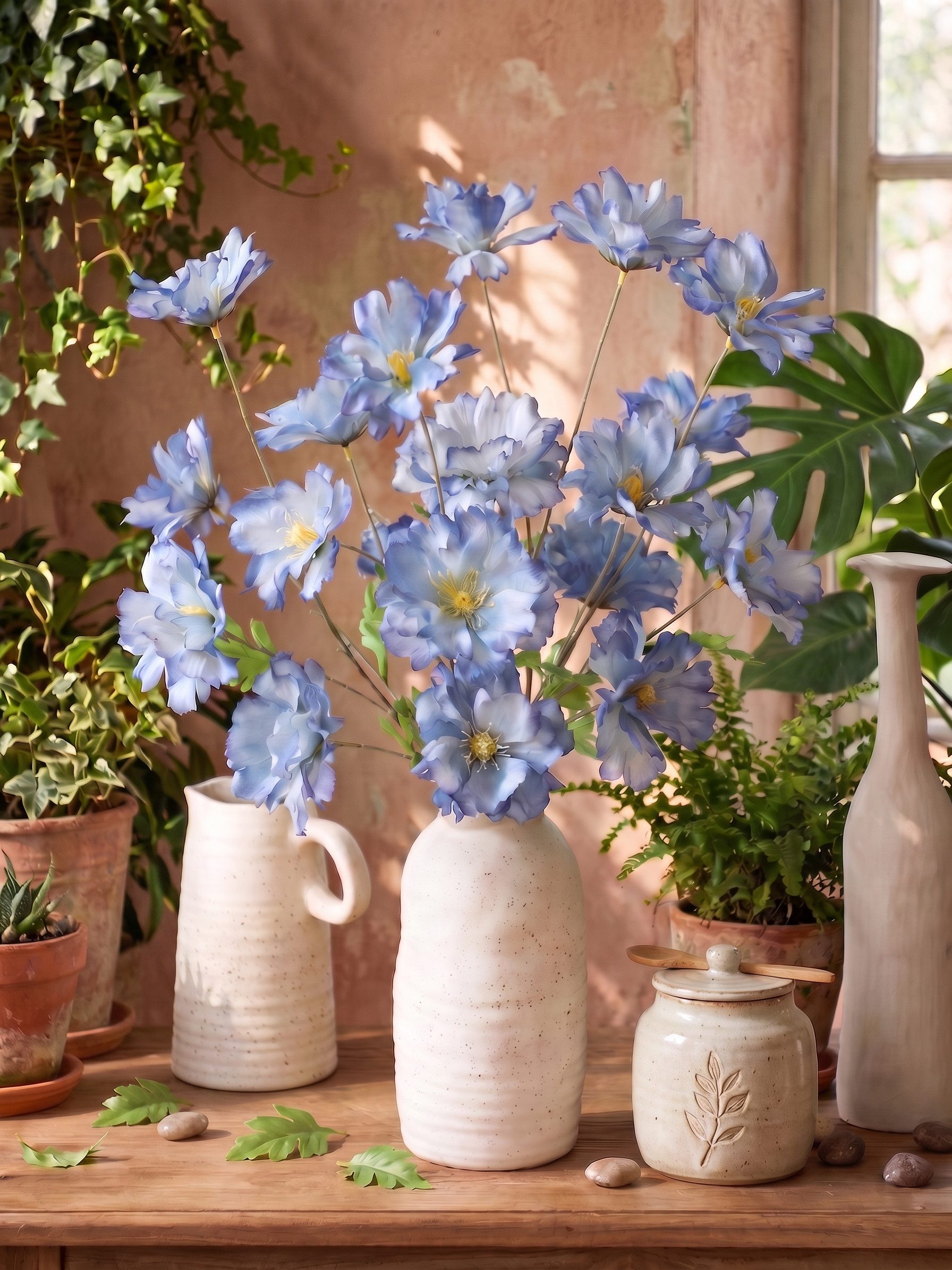 Kunstblume Kunstblumenstrauß realistisch künstliche Blumen Deko Set, Fanci Home, elegant Wohnzimmer Tisch Schlafzimmer modern