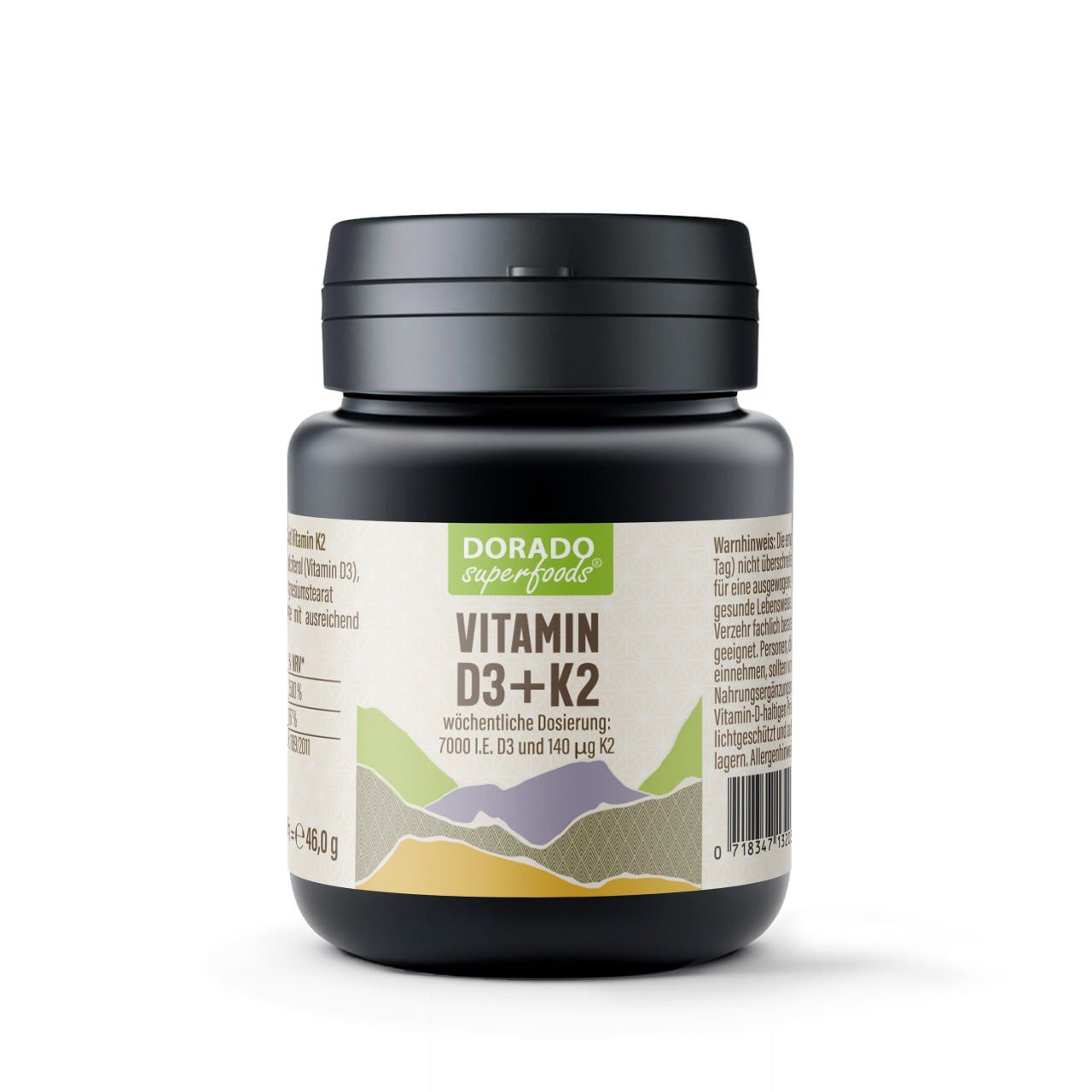 Dorado Superfoods Vitamin D3 K2-100 Tabletten hochdosiert - 7000IE D3 + 150µg K2 (MK7) Tablette, 100 St., 46 g