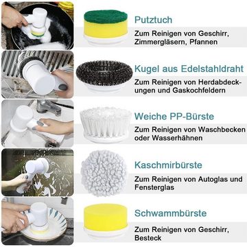 AUKUU Elektro-Oberflächenbürste Elektro-Oberflächenbürste Handgeführte Elektrische Reinigungsbürste, mit 10 Ersatzbürsten
