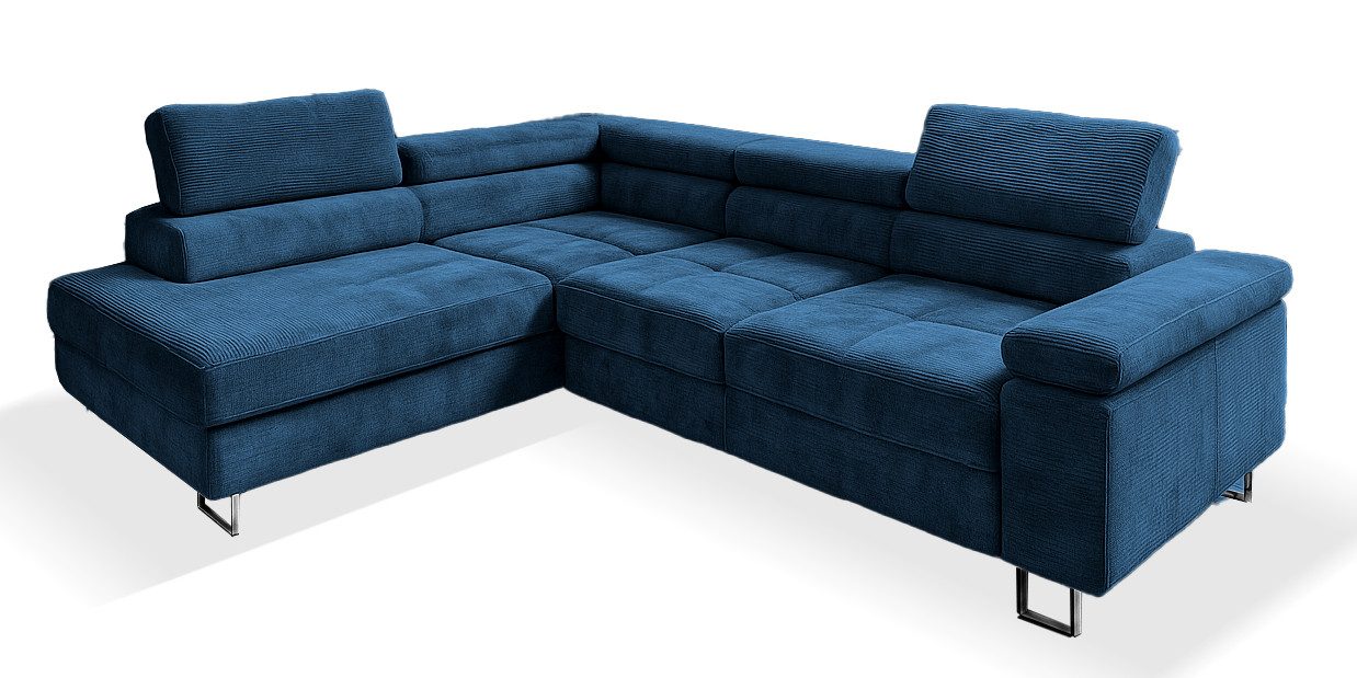 Goldstoff Ecksofa mit Schlaffunktion, Cord Couch günstig online kaufen