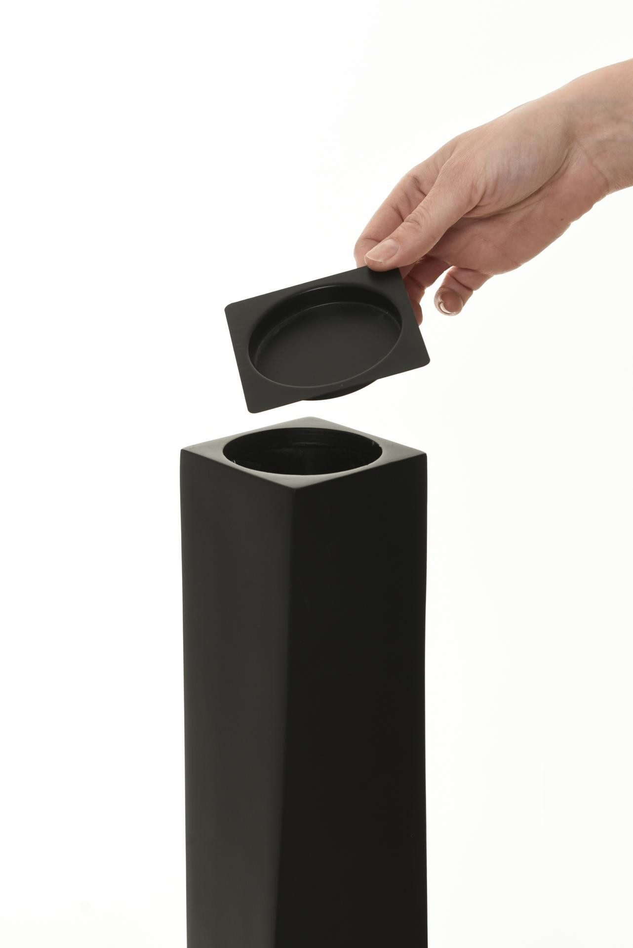 VIVANNO Bodenwindlicht Fiberglas HYDRON Säule - Schwarz Matt (1 St), 11x11x80 cm – Bild 4 von 5