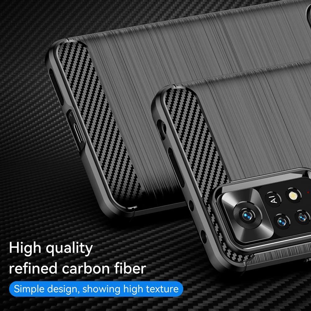 MSM Handyhülle Hülle für Xiaomi Redmi Note 11 Pro 5G Silikon Schwarz Carbon Optik