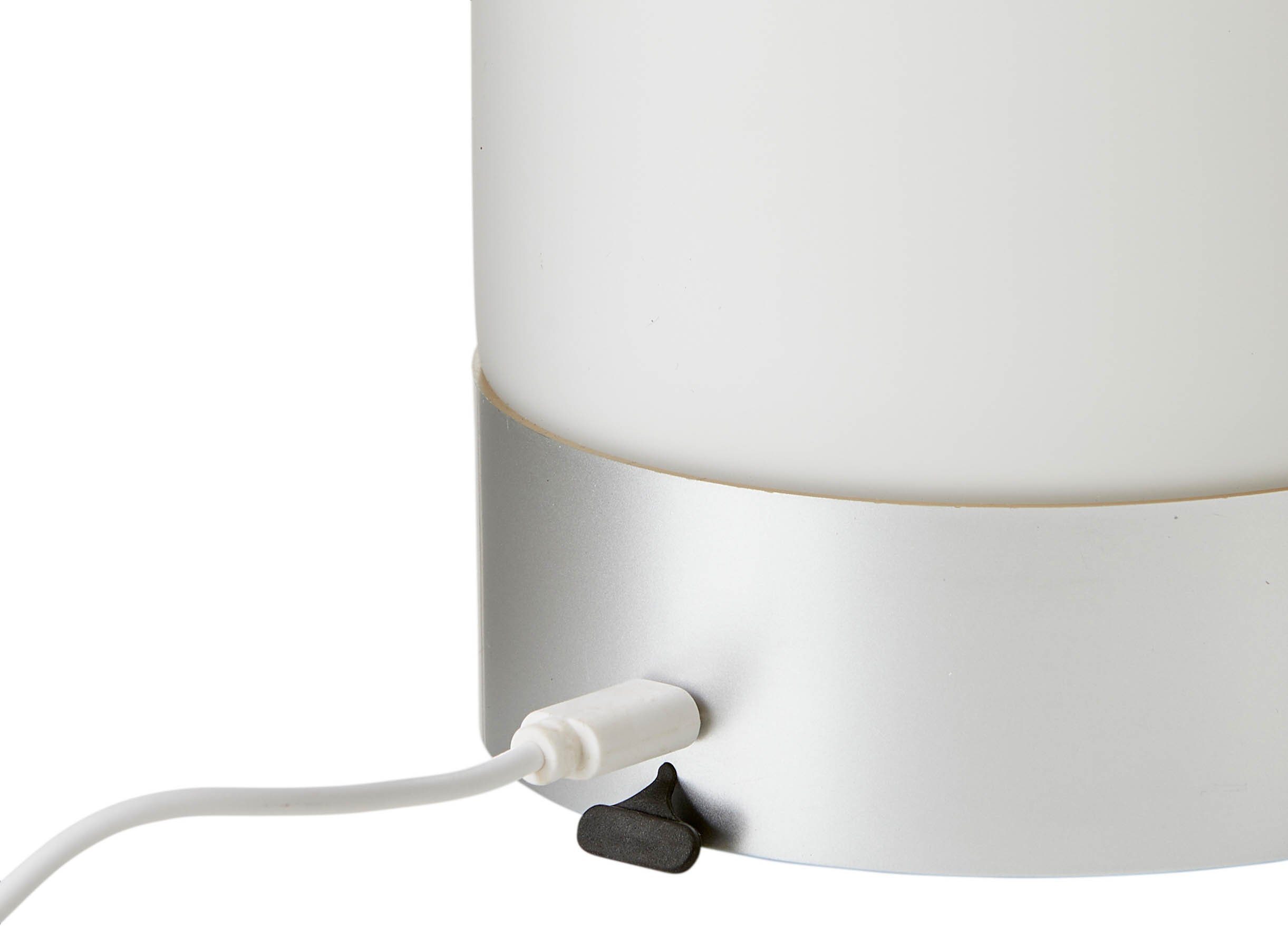 Akku Northpoint LED warmweiß integriertem aus Tischleuchte Nachttischlampe Glas Outdoor Silber mit Tischlampe