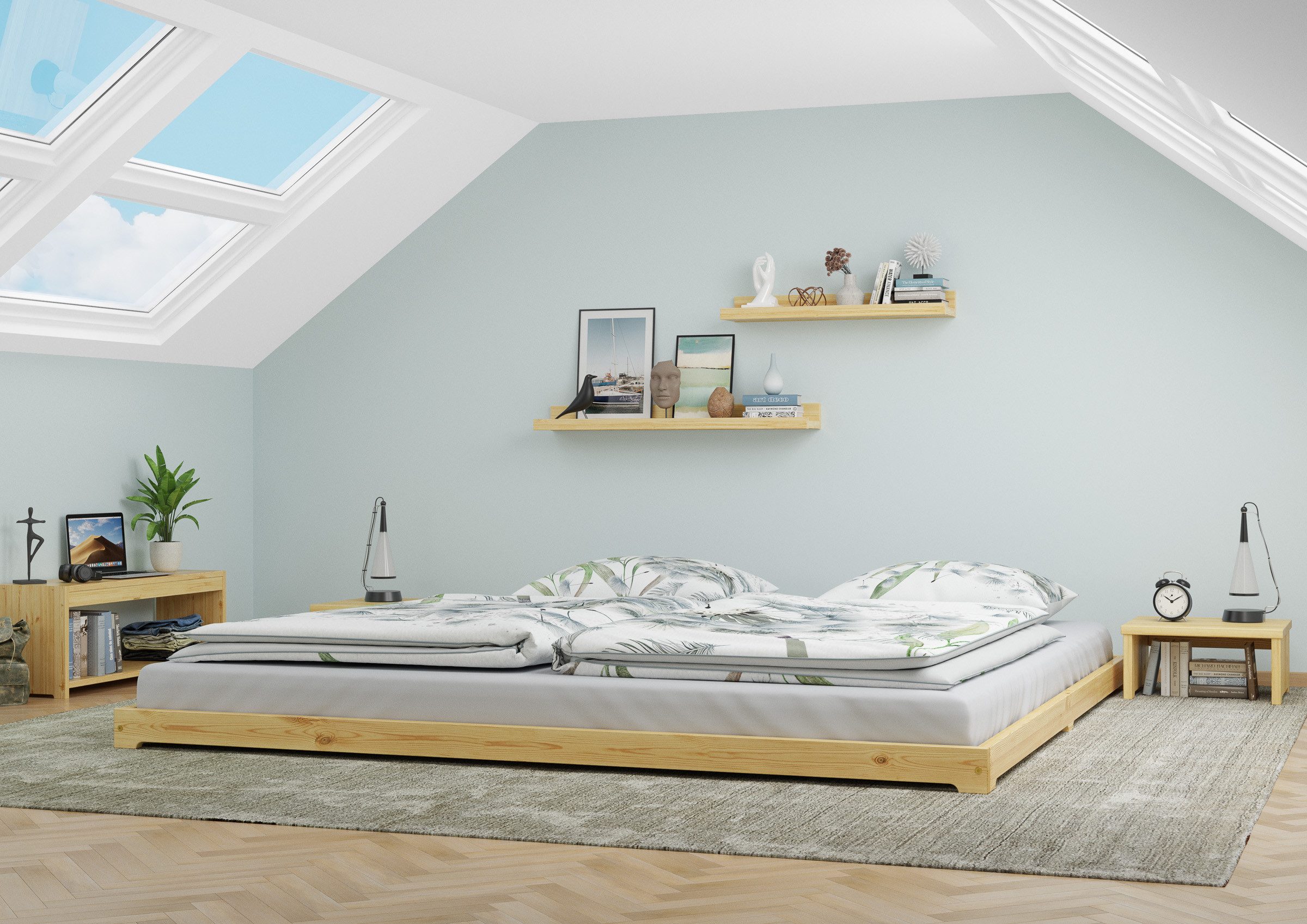 ERST-HOLZ Bett Futonbett Bodenbett Niedriges Ehebett günstig online kaufen