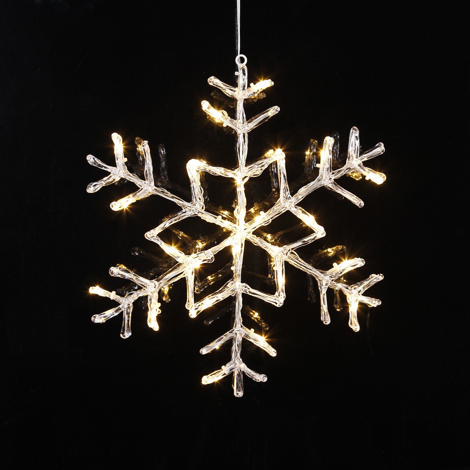 MARELIDA LED Dekoobjekt LED Schneeflocke Winter Fensterdeko Weihnachten  24LED 40cm Trafo außen, LED Classic, warmweiß (2100K bis 3000K)