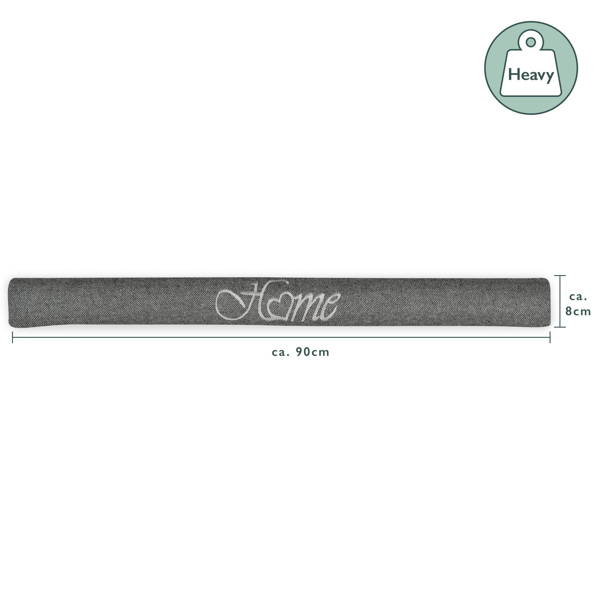 Beautissu Zugluftstopper Zugluftstopper 90 cm lang Tuuli Tuuli 90, Anthrazit, Windstopper als Türvorleger, Haustür Rolle und Kälteschutz Luftstopper – Bild 2 von 5