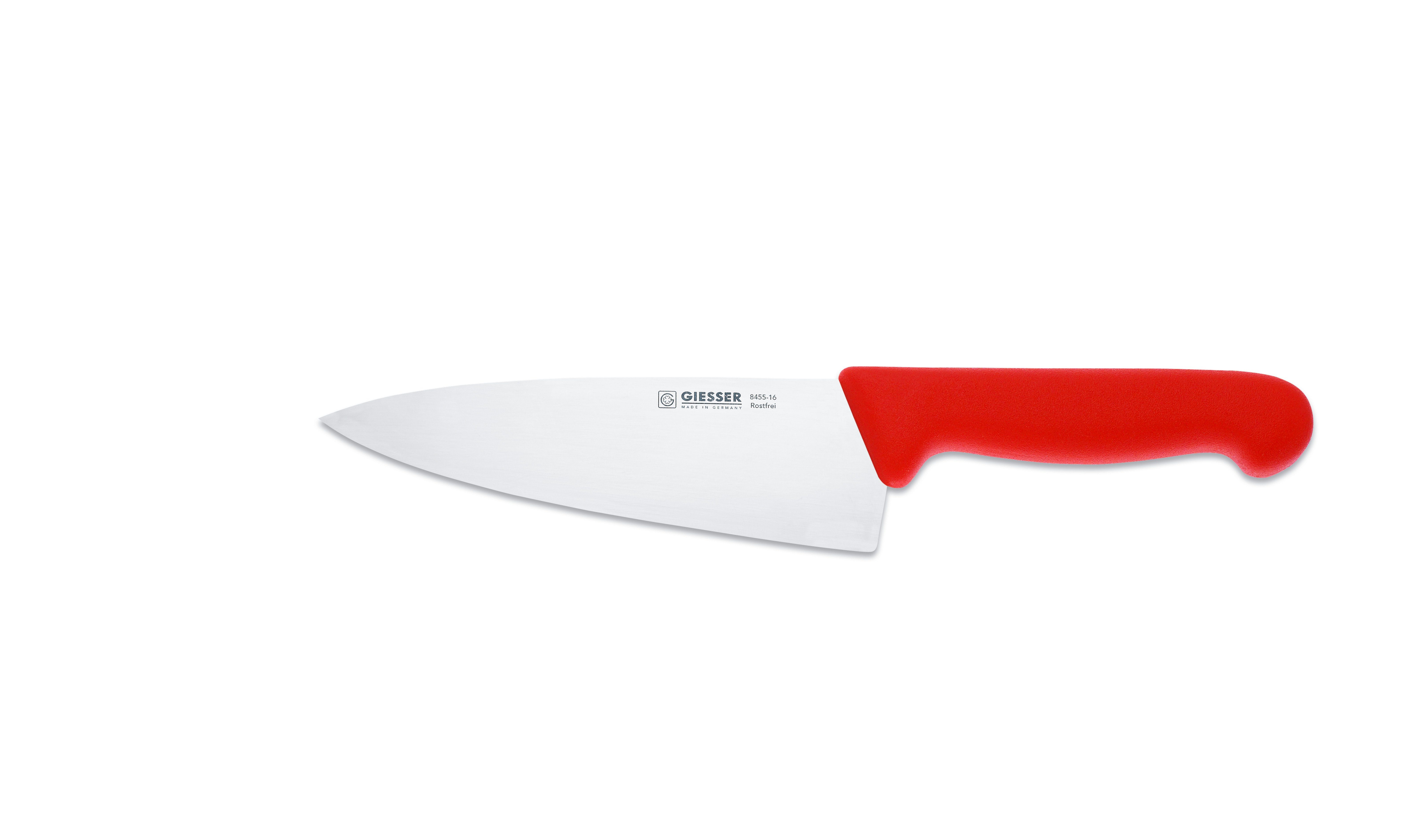 Giesser Messer Kochmesser Küchenmesser breit 8455, Rostfrei, breite Form, scharf, Handabzug, Ideal für jede Küche