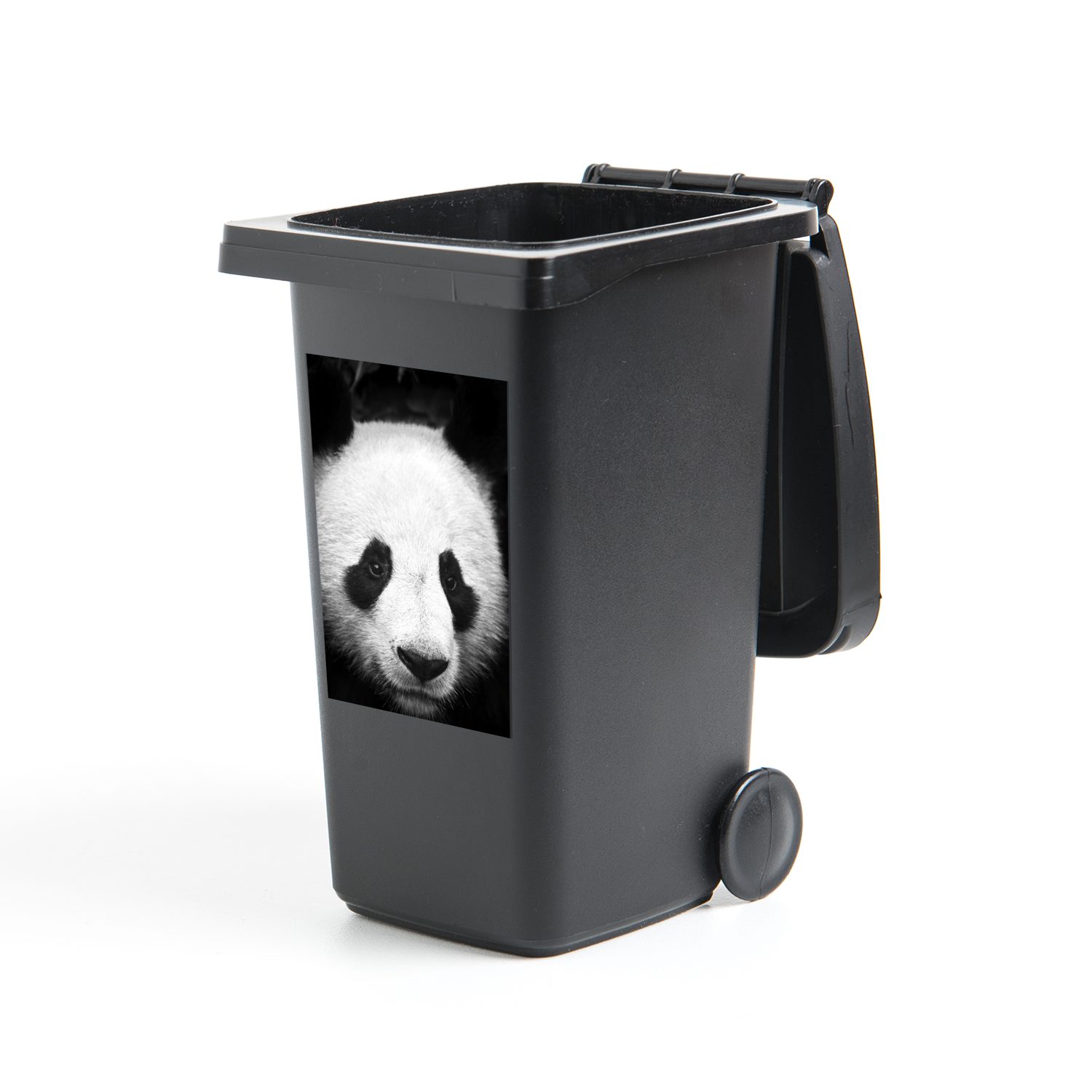 Container, Wandsticker eines weiß MuchoWow Abfalbehälter Pandas und St), Sticker, Nahaufnahme Mülleimer-aufkleber, (1 - schwarz Mülltonne,