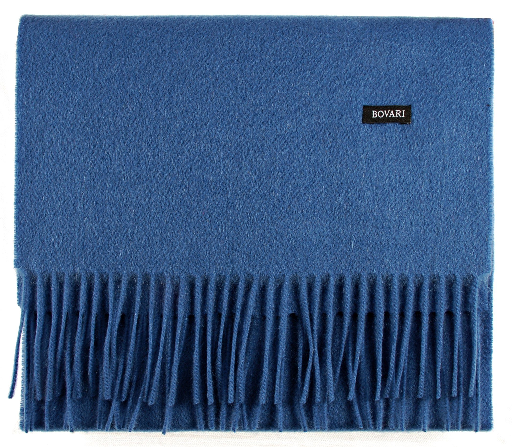 x / Kaschmirschal Schal blue 100% Bovari cm 31 classic Premium Kaschmir – blau 180 Kaschmir/Cashmere Qualität, Damen –