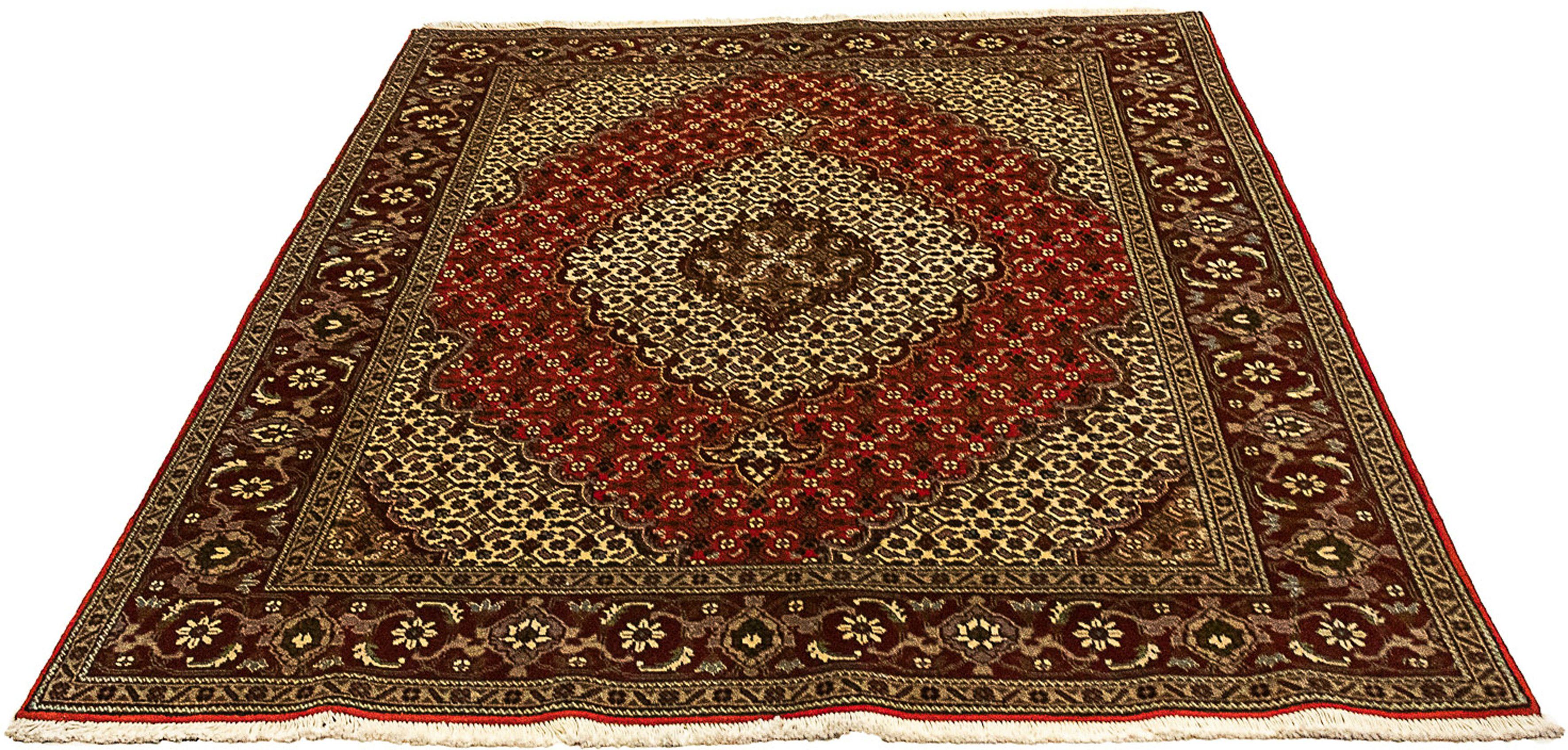 Orientteppich Perser - Täbriz - 198 x 148 cm - dunkelrot, morgenland, rechteckig, Höhe: 10 mm, Wohnzimmer, Handgeknüpft, Einzelstück mit Zertifikat