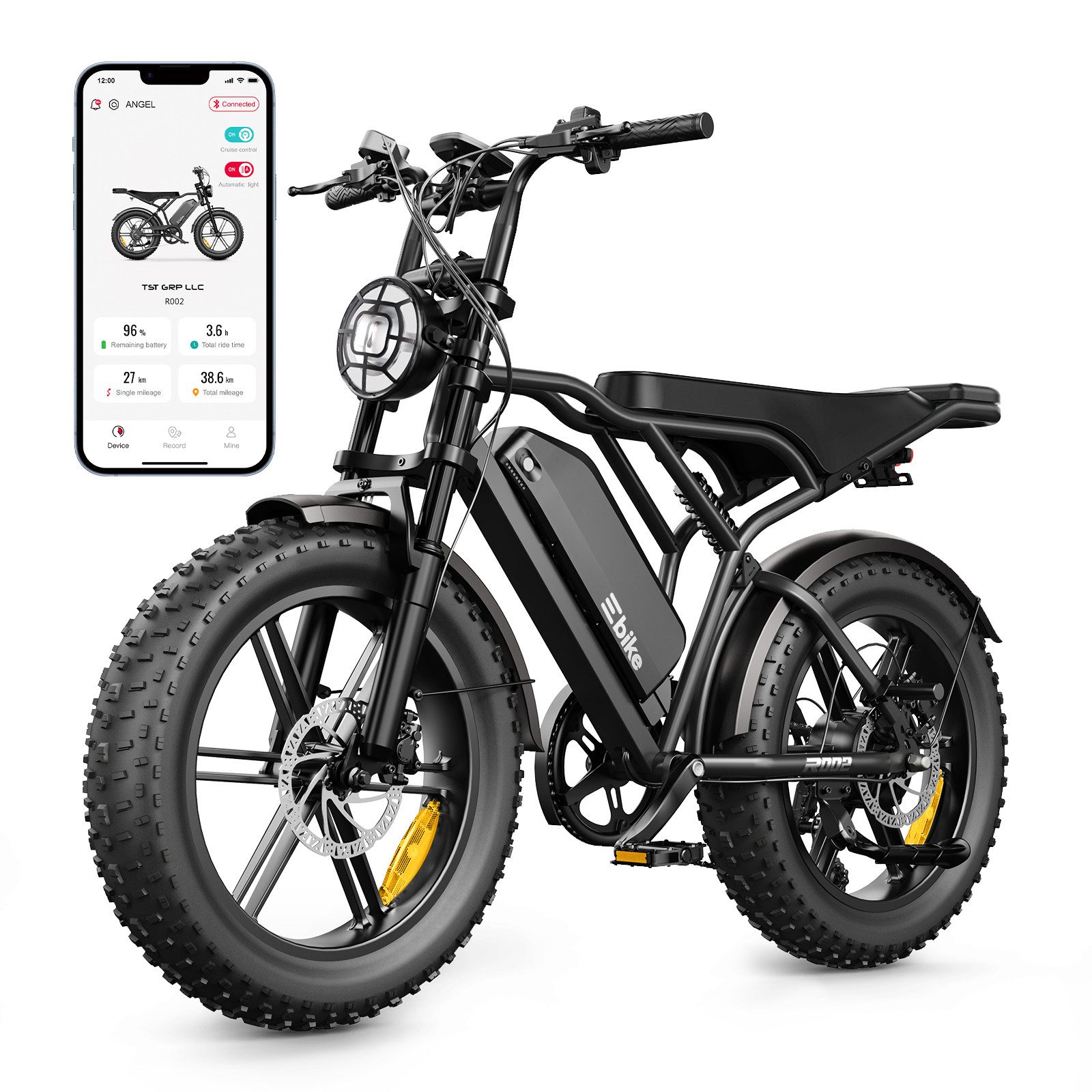SISIGAD E-Bike Mountainbike 20'' Fat Tire E-Bike-250W Motor, 48V 15Ah, herausnehmbarem Akku, APP, Shimano, Heckmotor, 720 Wh, 7-Gang-Schaltung, 4 Fahrmodi, LCD-Display,Vollfederung,leistungsstark